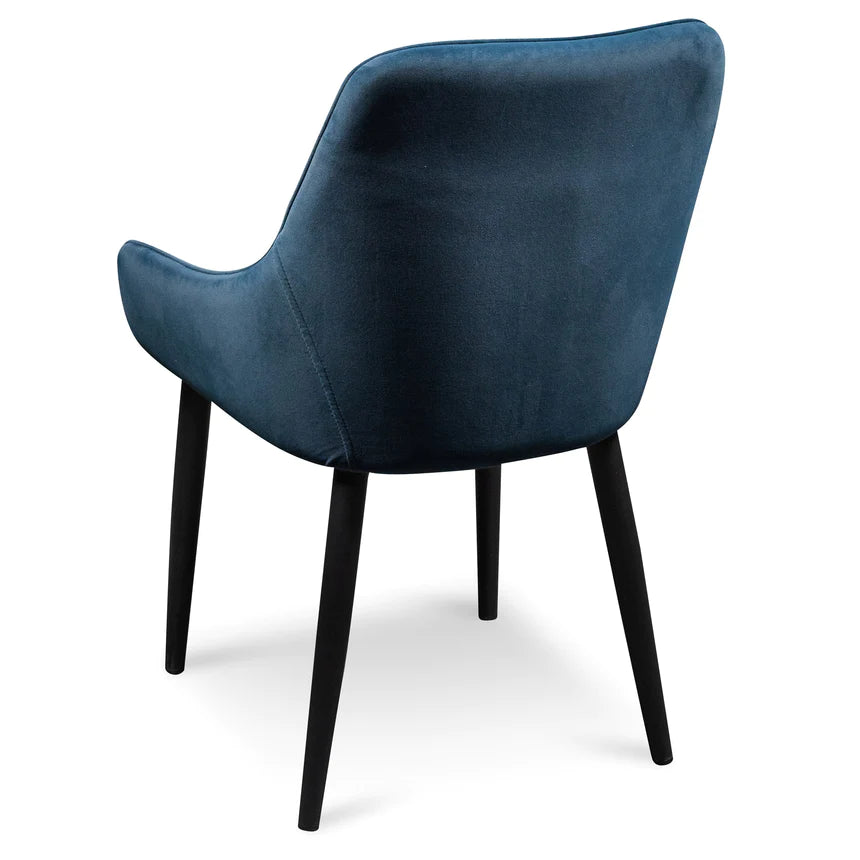 Lova Dining Chair Navy Blue Velvet with Black Legs - Set of 2
