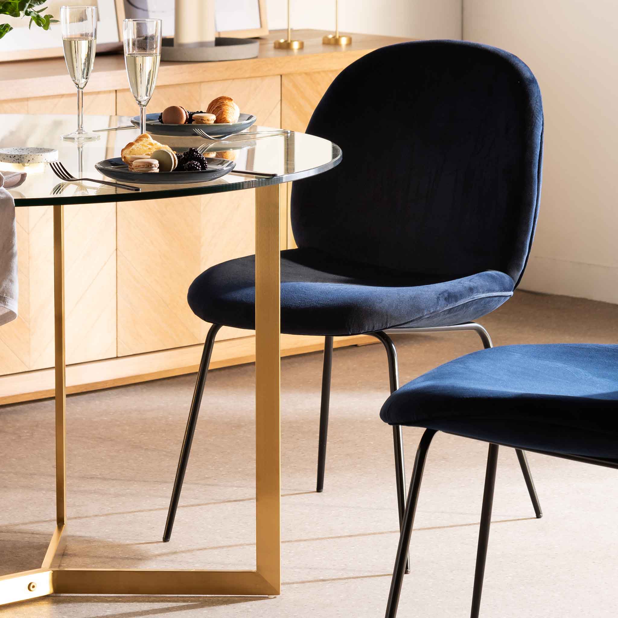 Willis Dining Chair - Navy Velvet