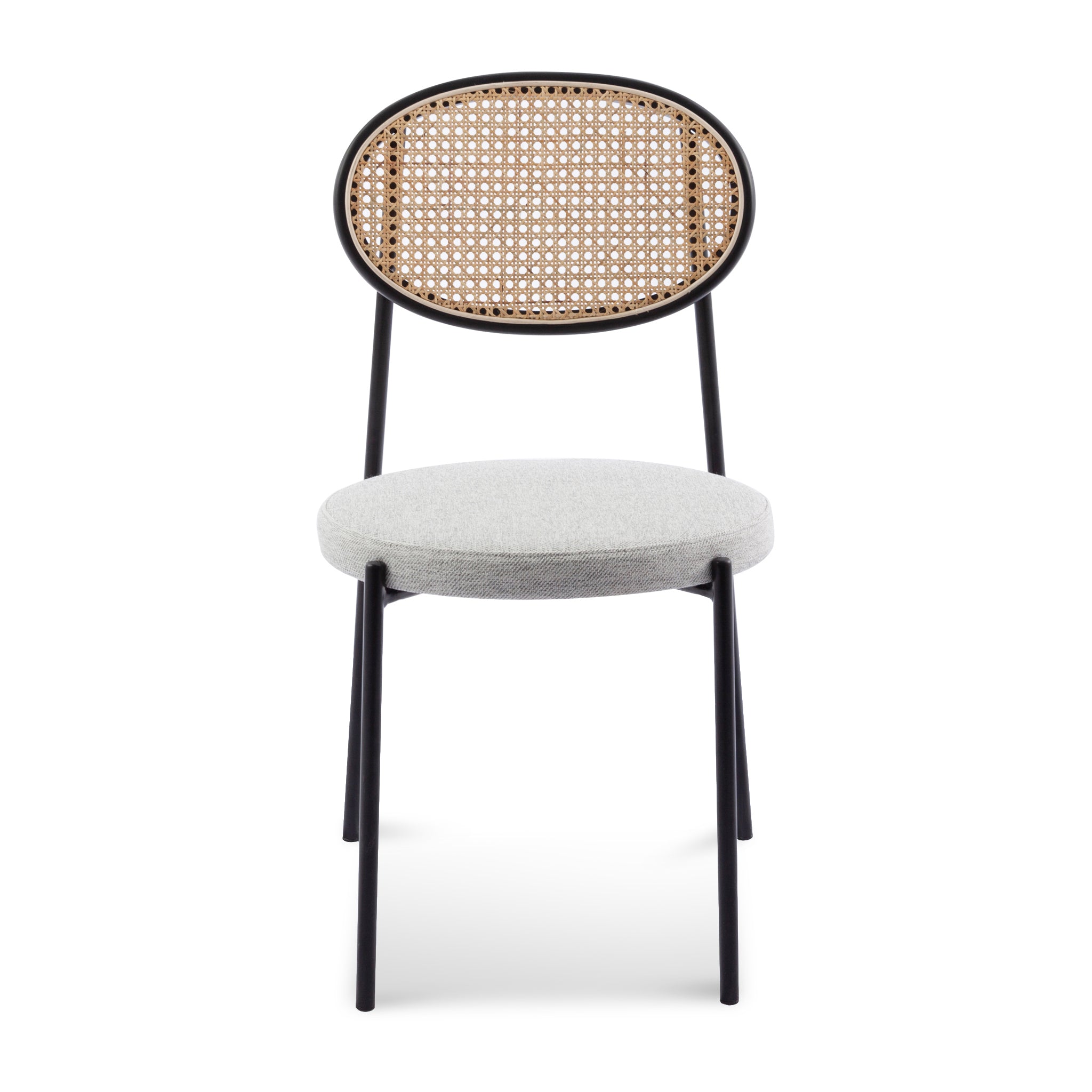 Lesley Rattan Back Dining Chair - Silver Grey Fabric