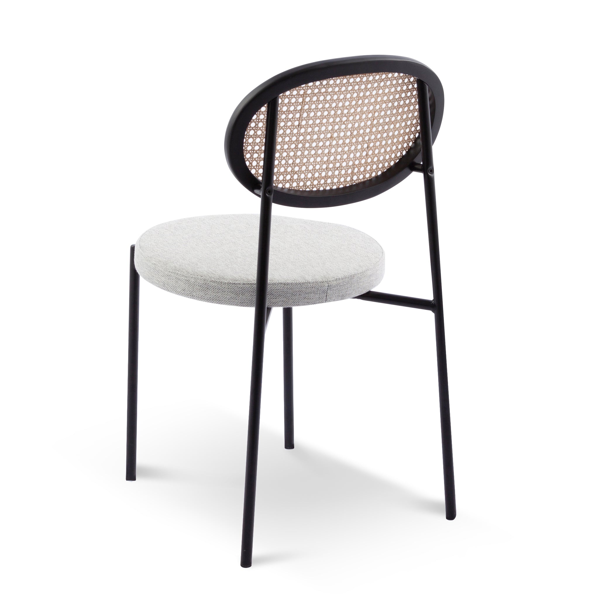 Lesley Rattan Back Dining Chair - Silver Grey Fabric