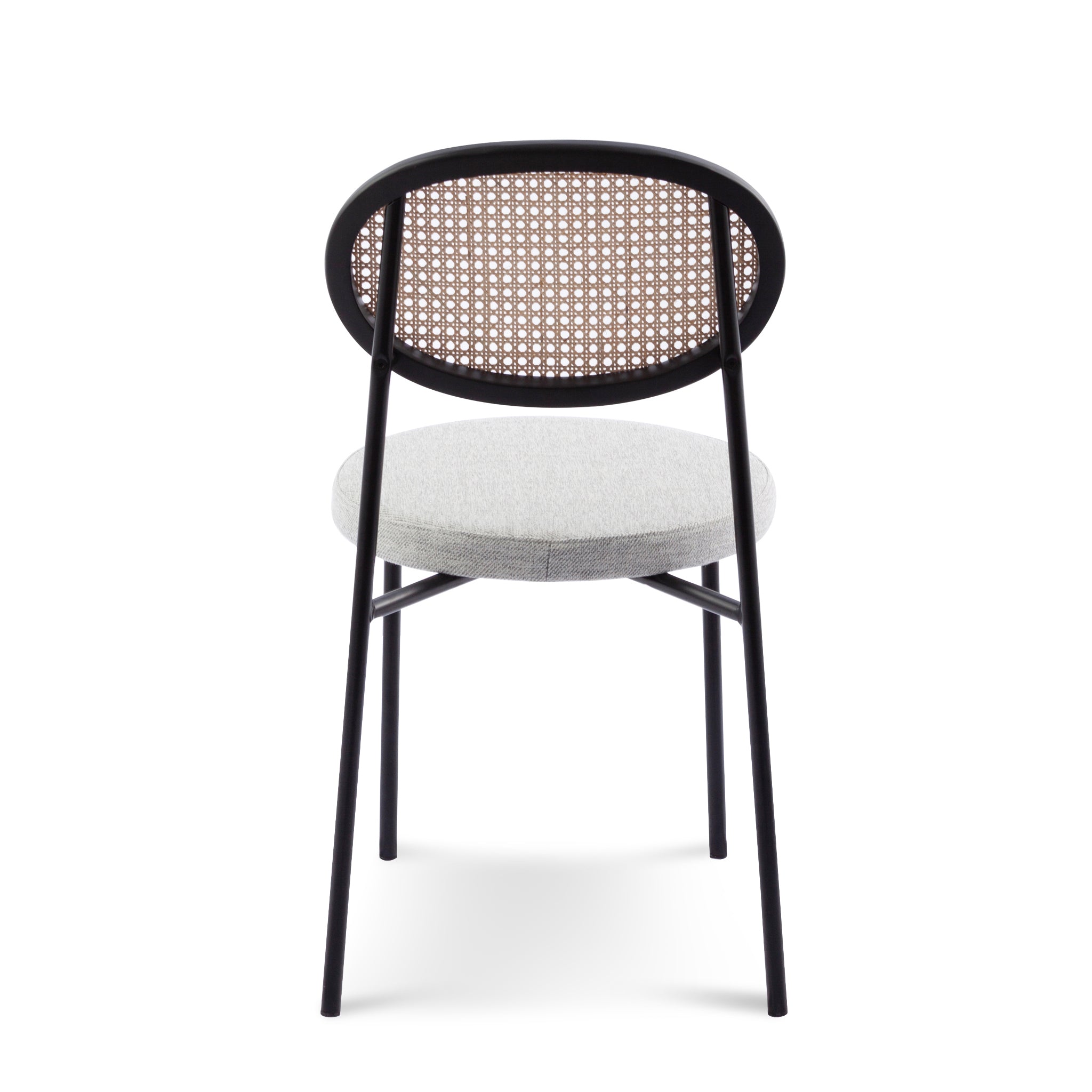 Lesley Rattan Back Dining Chair - Silver Grey Fabric