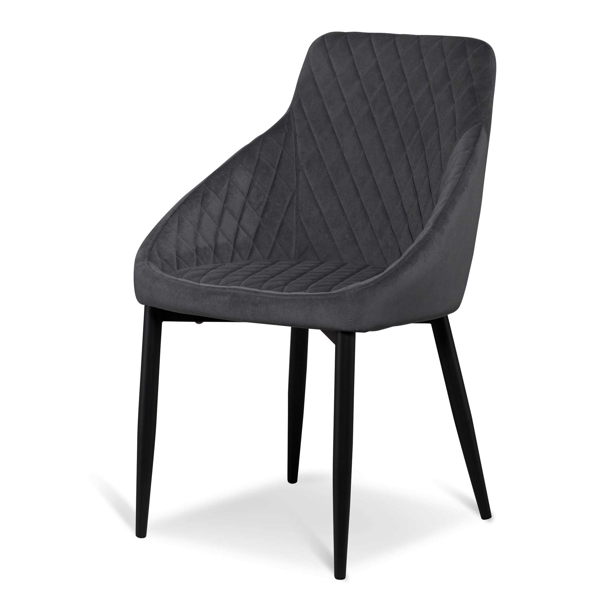 Dining Chair - Grey Velvet in Black Legs (Set of 2) - image 3