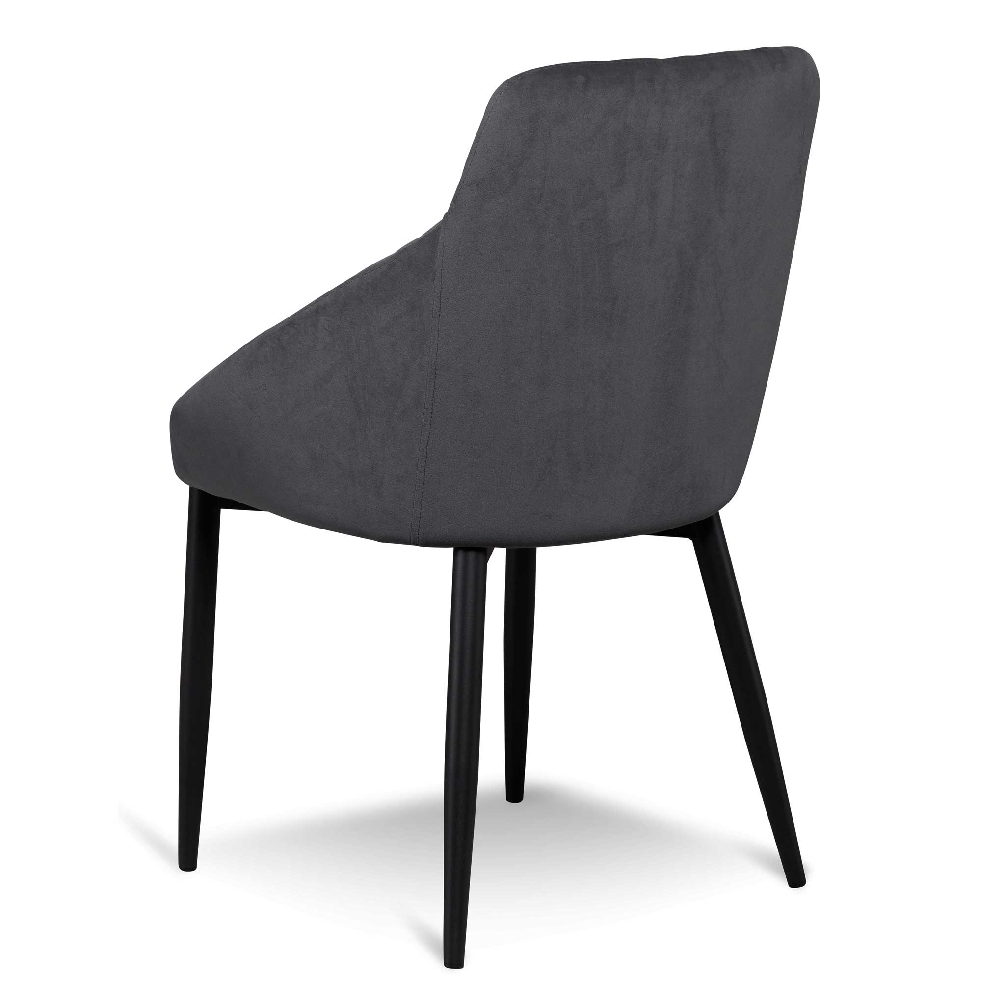 Set of 2 - Rolf Dining Chair - Grey Velvet in Black Legs