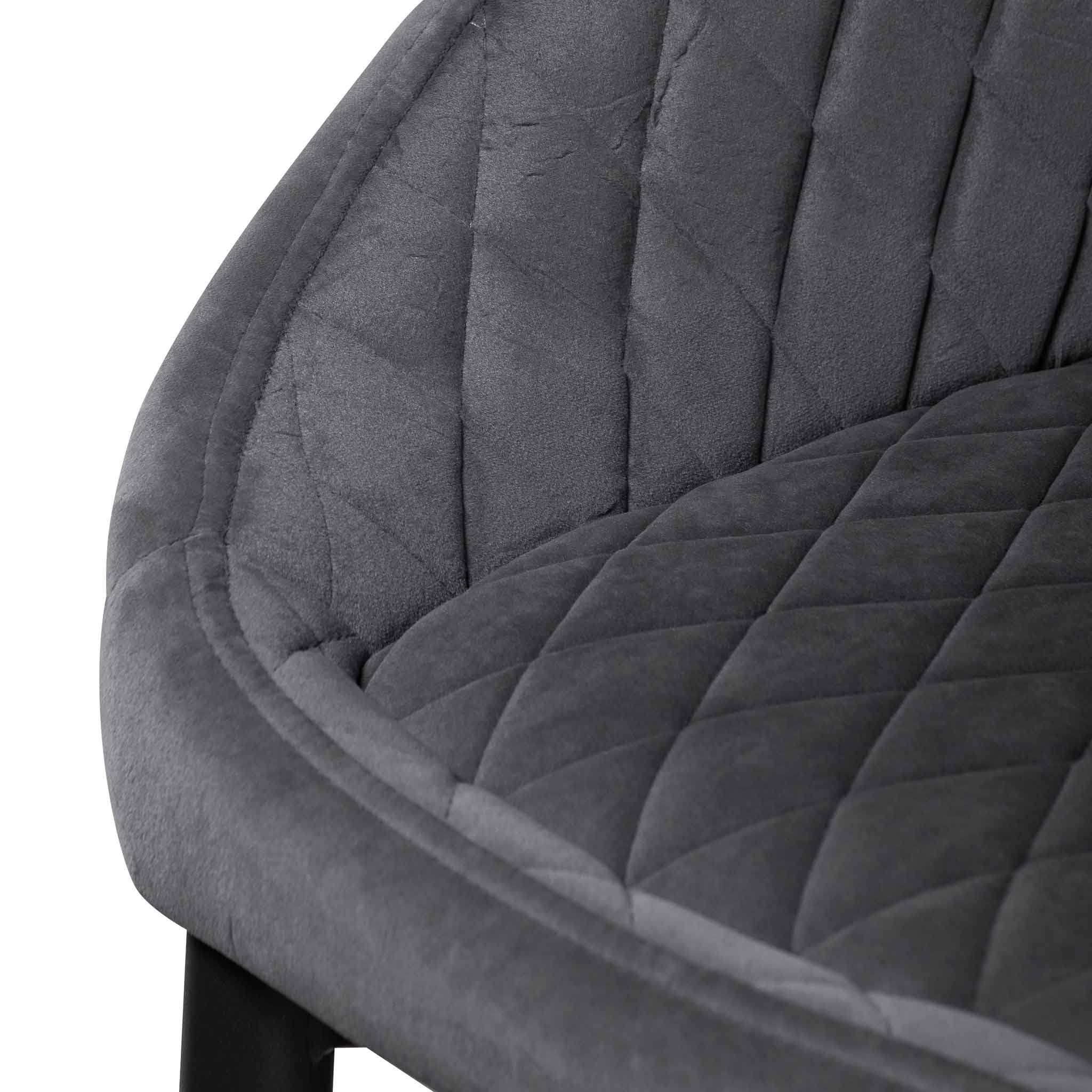 Dining Chair - Grey Velvet in Black Legs (Set of 2) - image 8