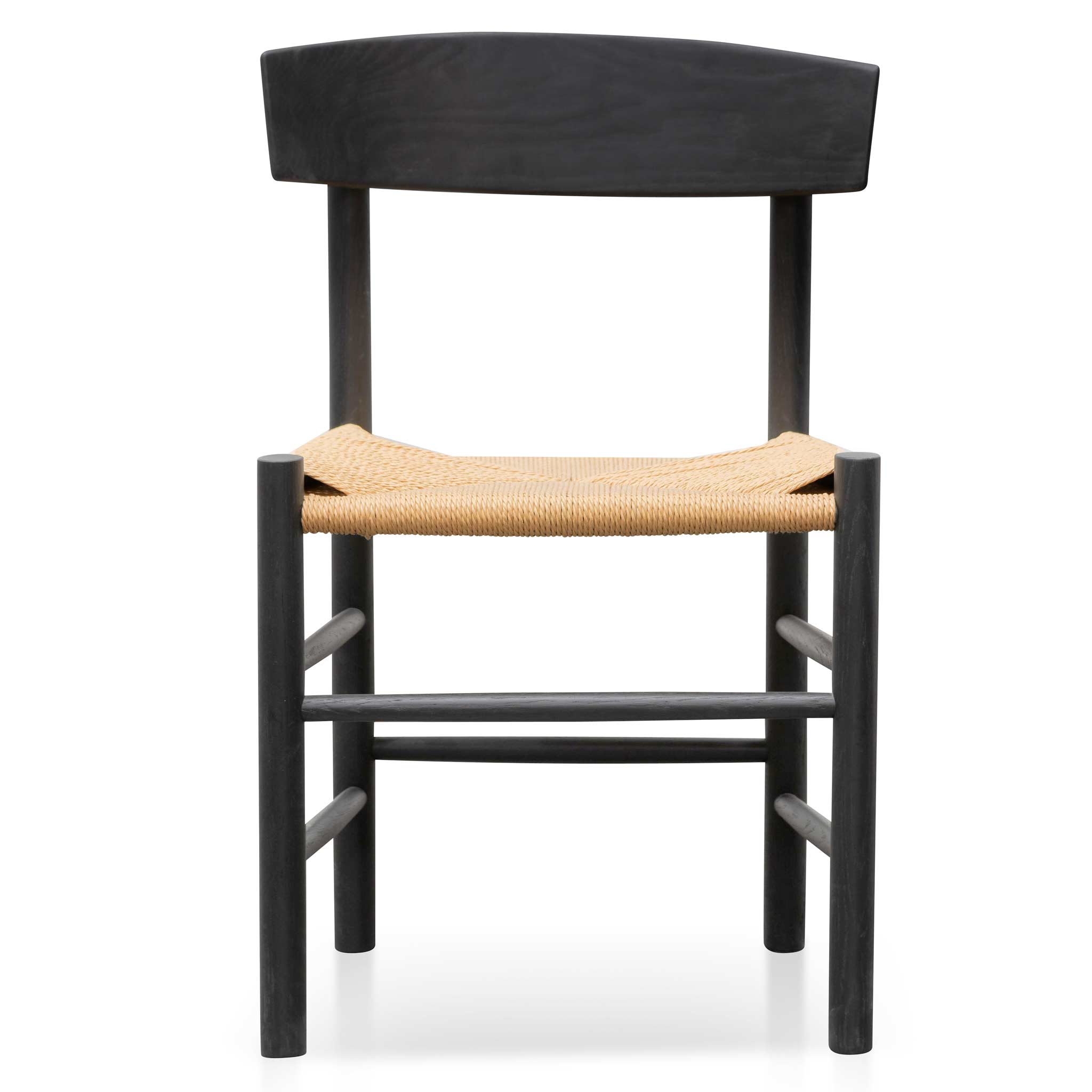 Set of 2 - Erika Rattan Black Dining Chair - Natural Seat