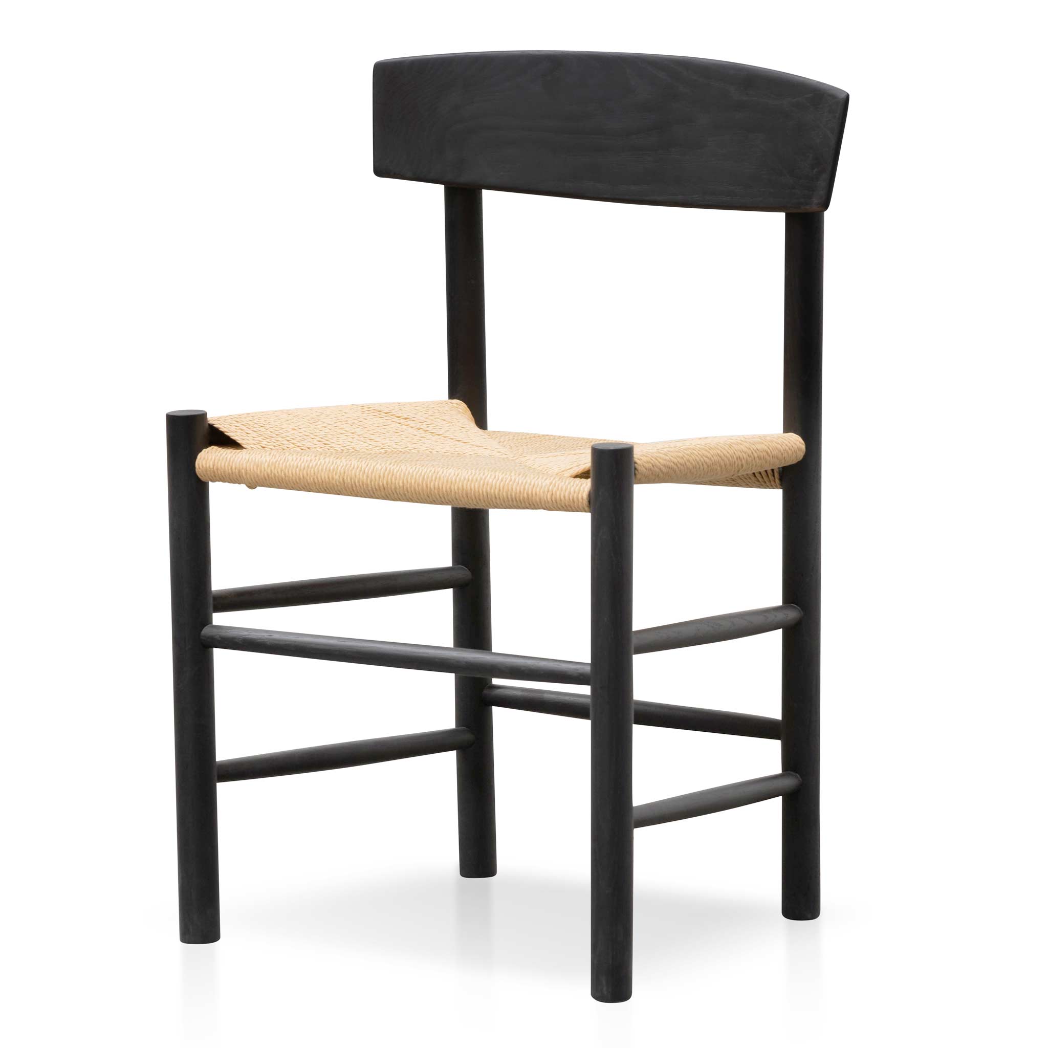 Set of 2 - Erika Rattan Black Dining Chair - Natural Seat