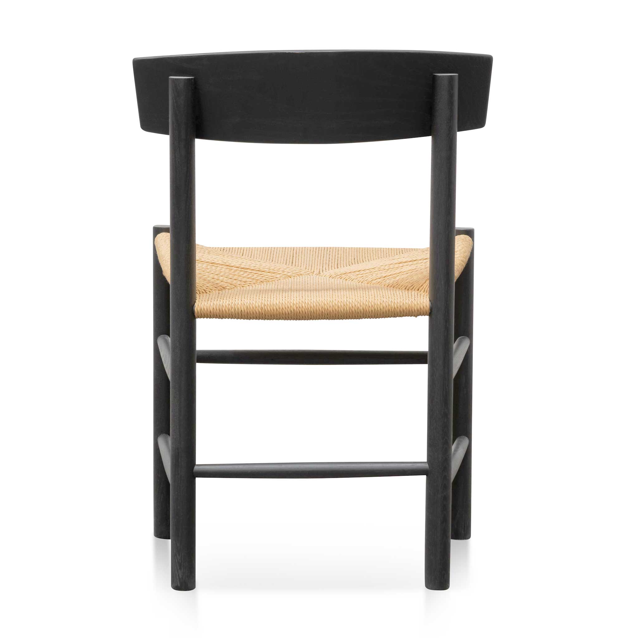 Set of 2 - Erika Rattan Black Dining Chair - Natural Seat