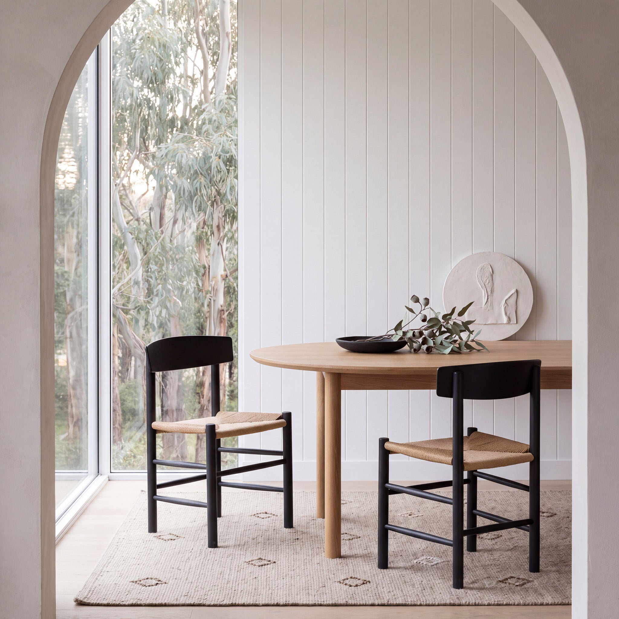 Rattan Black Dining Chair - Natural Seat (Set of 2) - image 2