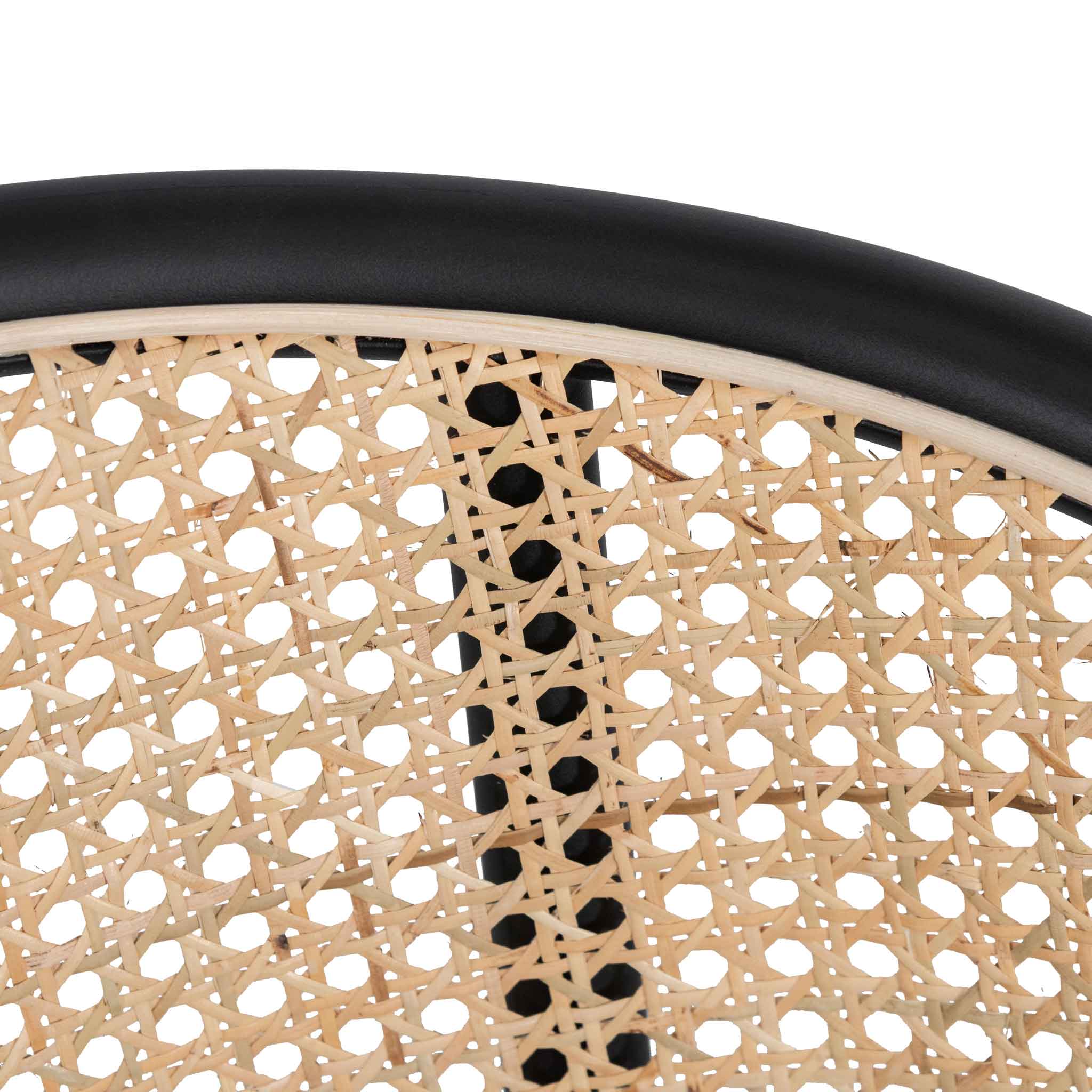 Set of 2 - Florine Fabric Dining Chair - Grey with Rattan Back