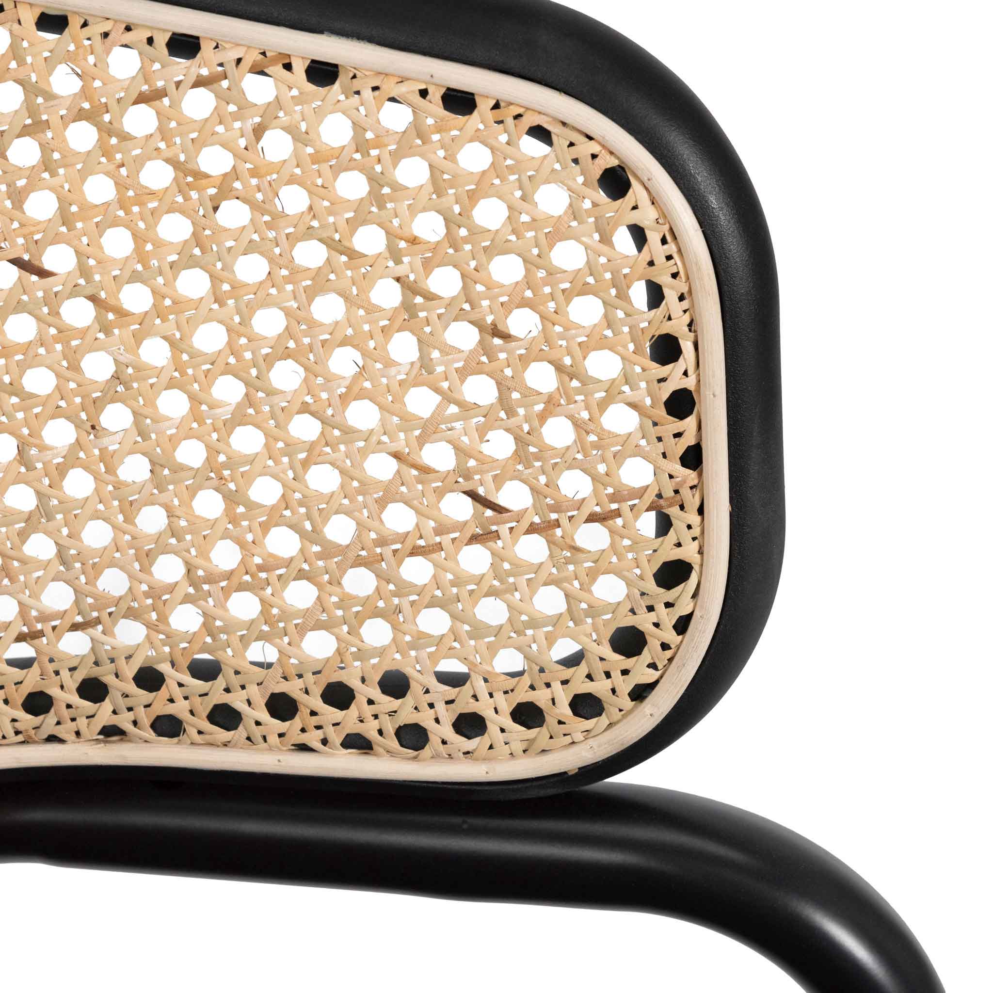 Set of 2 - Florine Fabric Dining Chair - Grey with Rattan Back