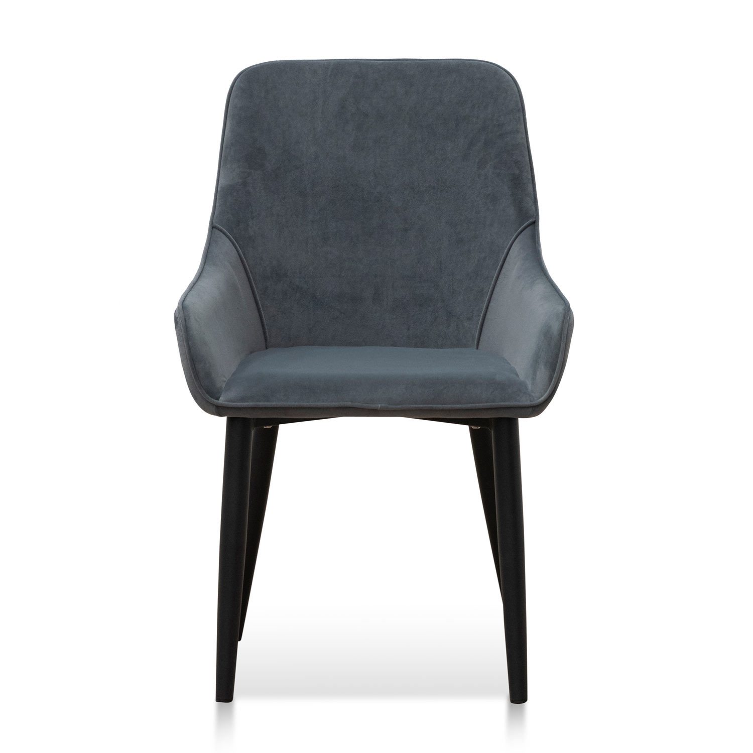 Set of 2 - Acosta Dining Chair - Grey Velvet in Black Legs