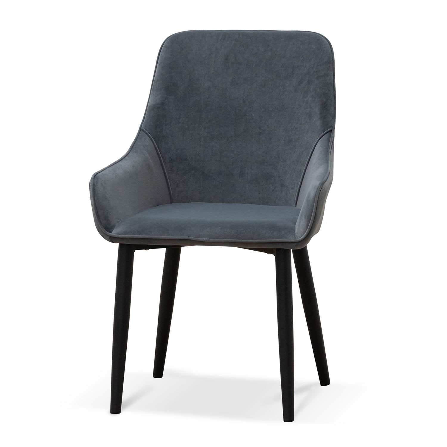 Set of 2 - Acosta Dining Chair - Grey Velvet in Black Legs