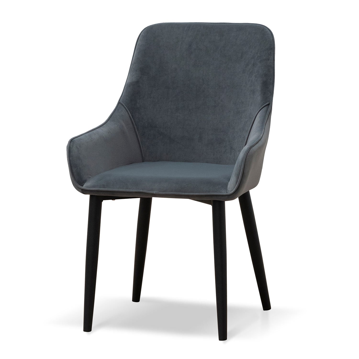 CDC6676-ST Fabric Dining Chair - Grey Velvet in Black Legs (Set of 2)