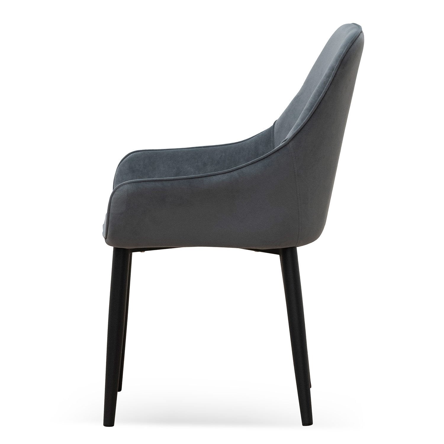 Set of 2 - Acosta Dining Chair - Grey Velvet in Black Legs