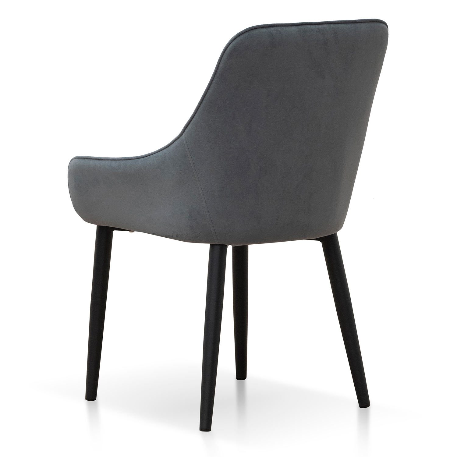 Set of 2 - Acosta Dining Chair - Grey Velvet in Black Legs