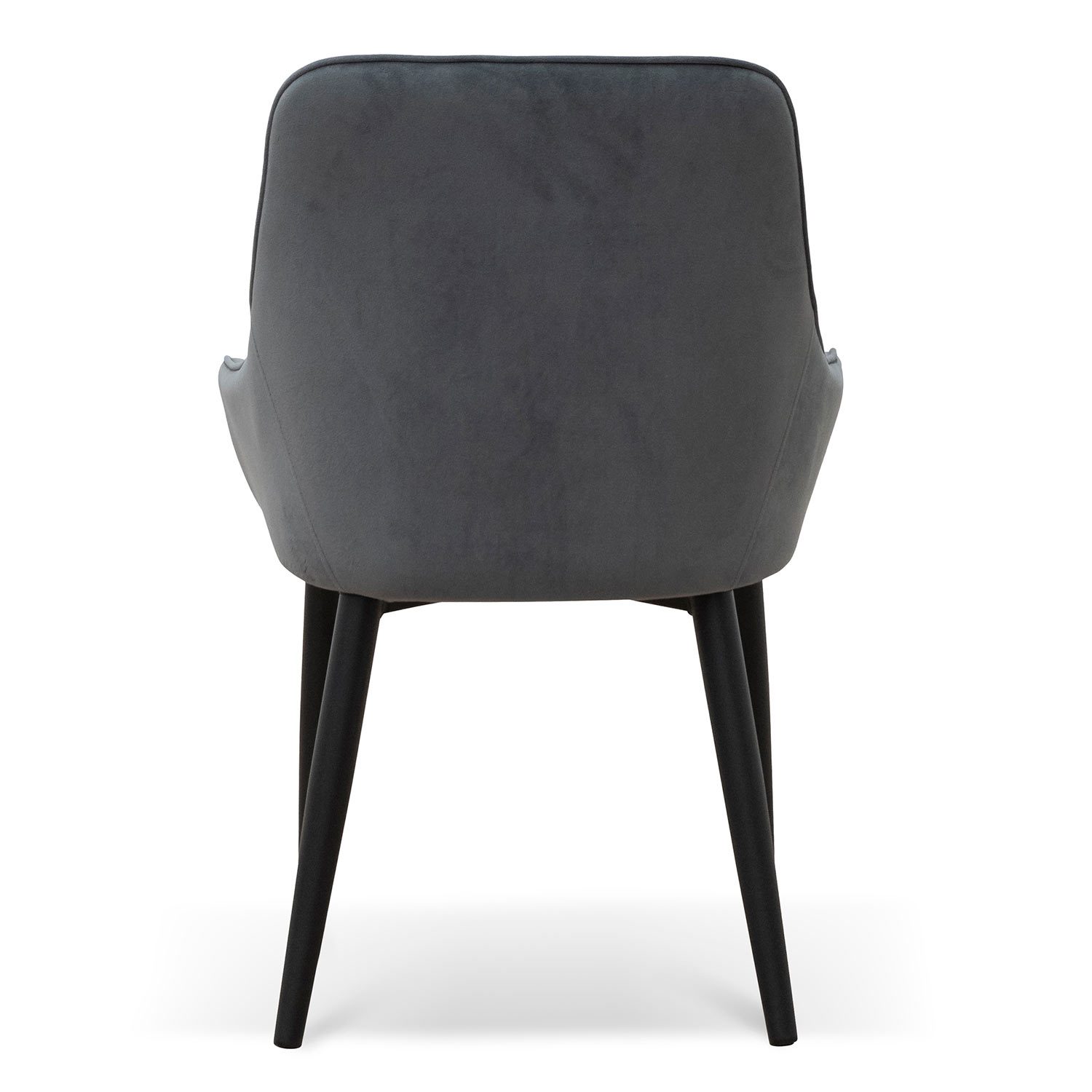 Set of 2 - Acosta Dining Chair - Grey Velvet in Black Legs