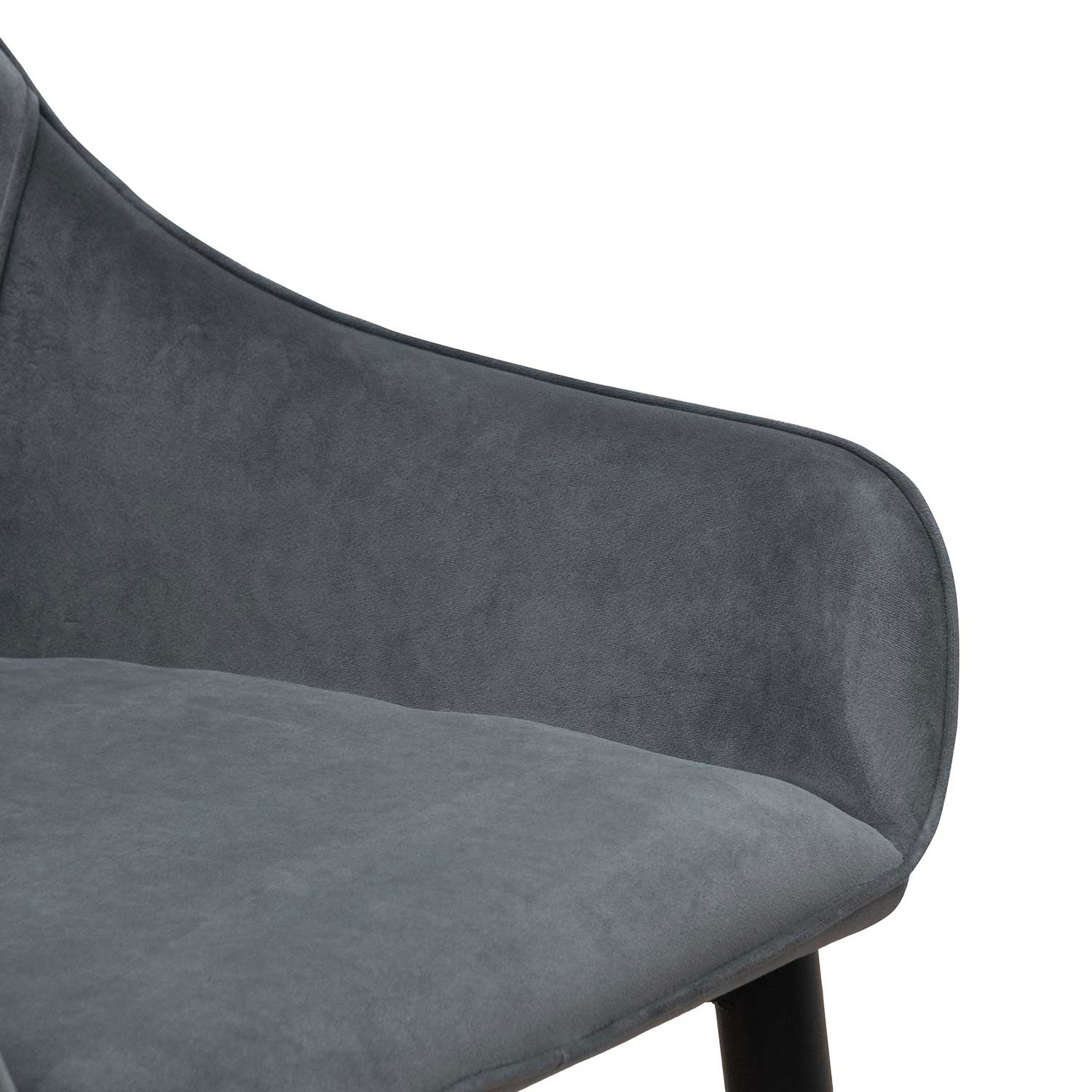 Set of 2 - Acosta Dining Chair - Grey Velvet in Black Legs