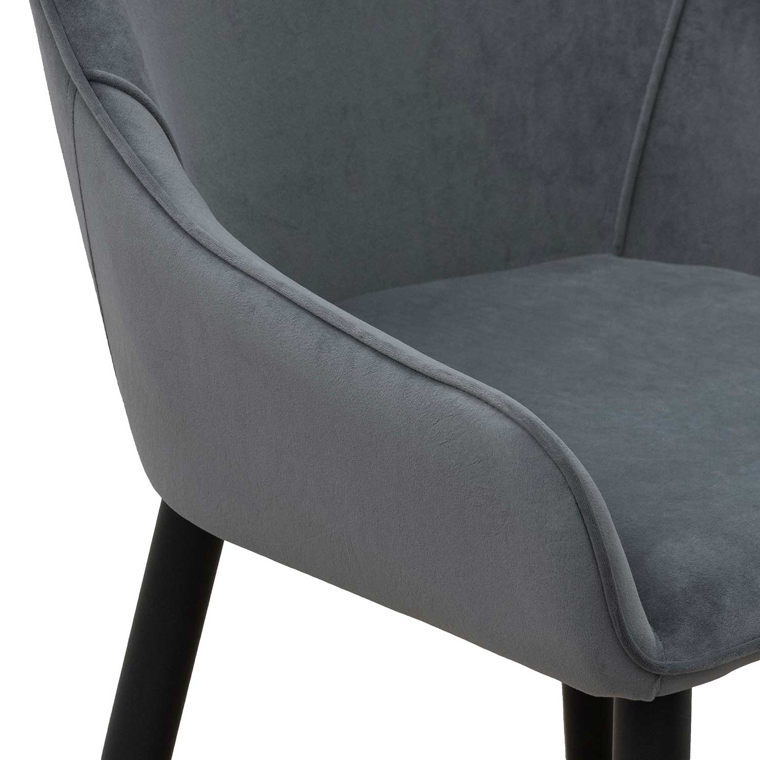 Set of 2 - Acosta Dining Chair - Grey Velvet in Black Legs