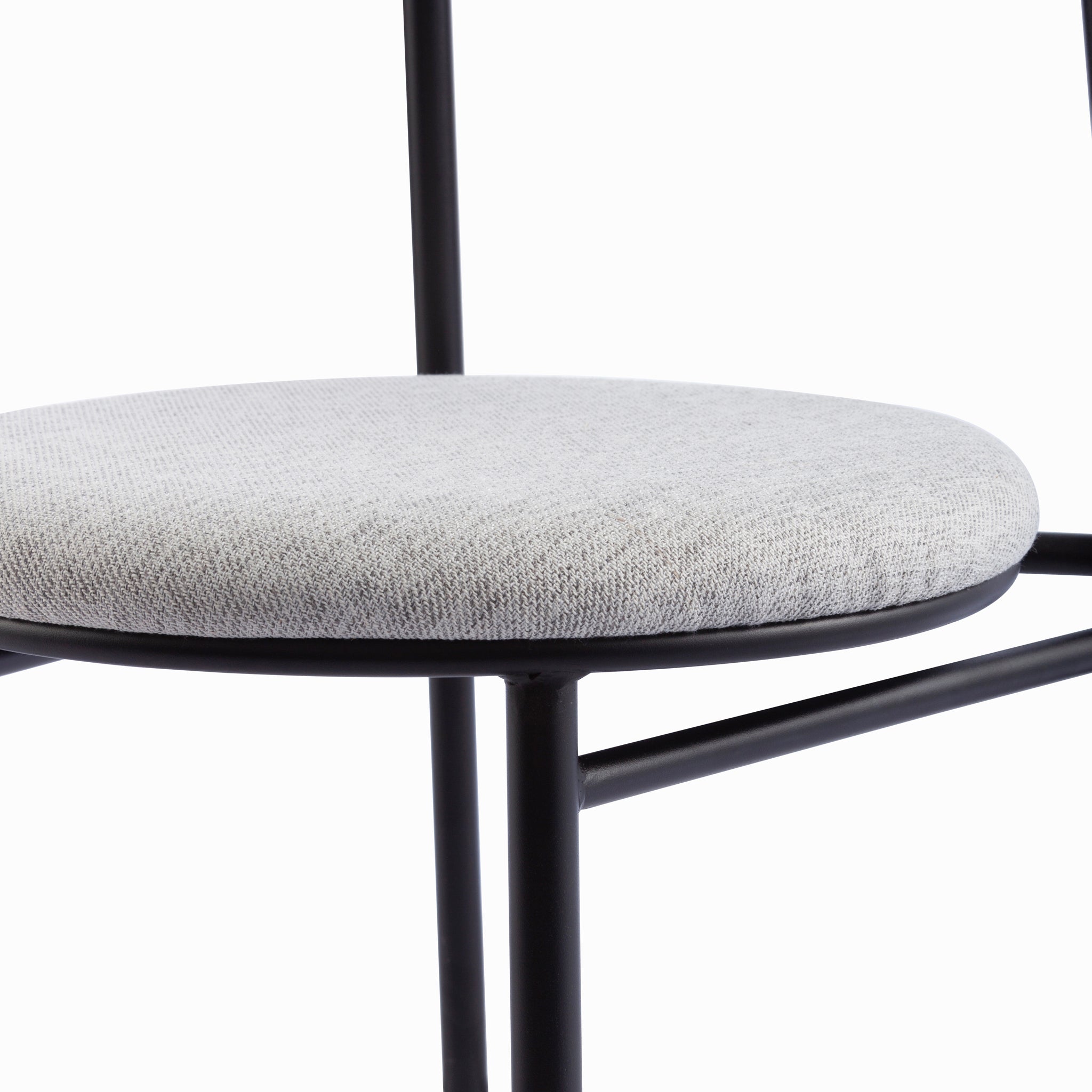 Set of 2 - Oneal Fabric Dining Chair - Silver Grey with Black Legs