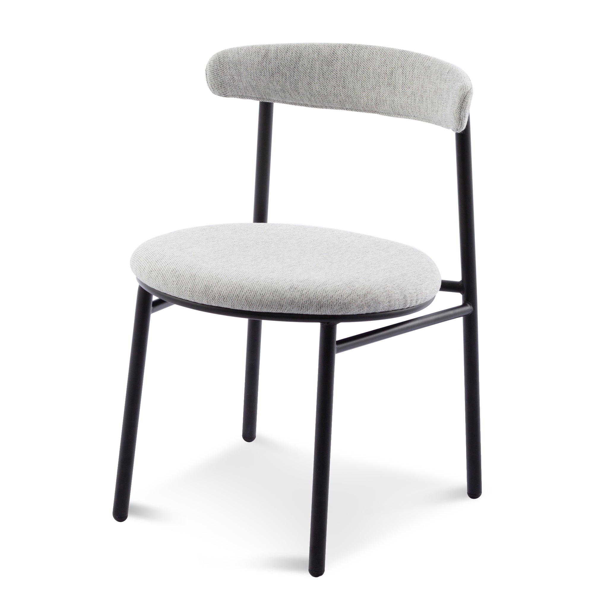 Set of 2 - Oneal Fabric Dining Chair - Silver Grey with Black Legs