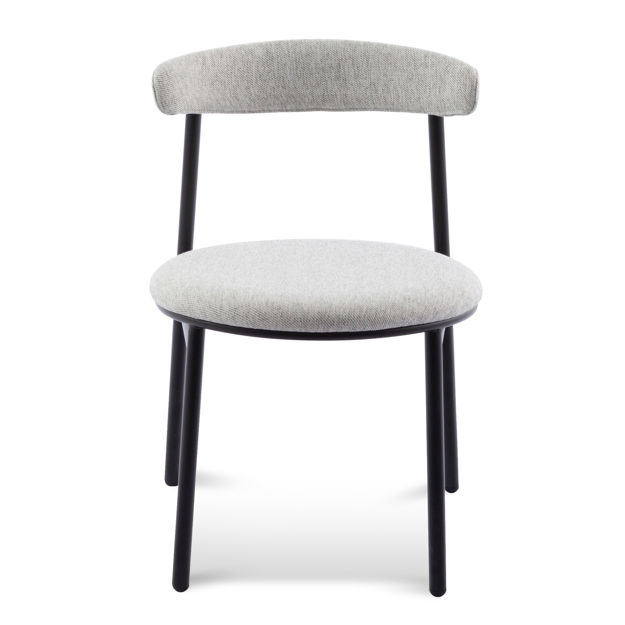 Set of 2 - Oneal Fabric Dining Chair - Silver Grey with Black Legs