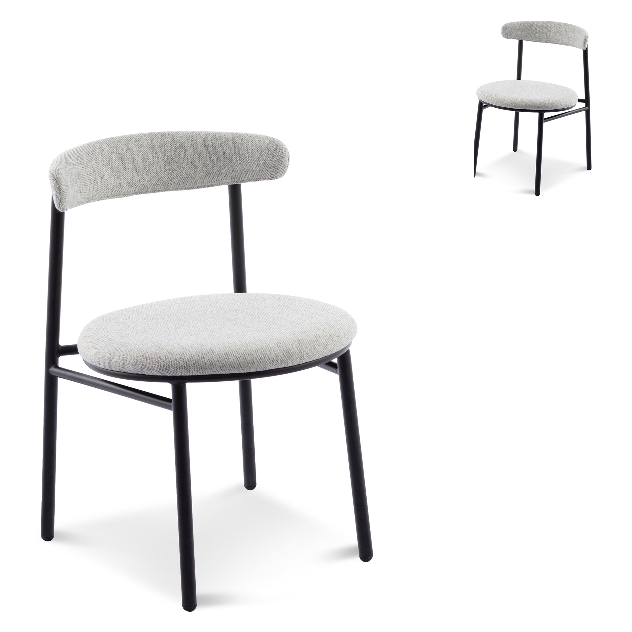 Set of 2 - Oneal Fabric Dining Chair - Silver Grey with Black Legs