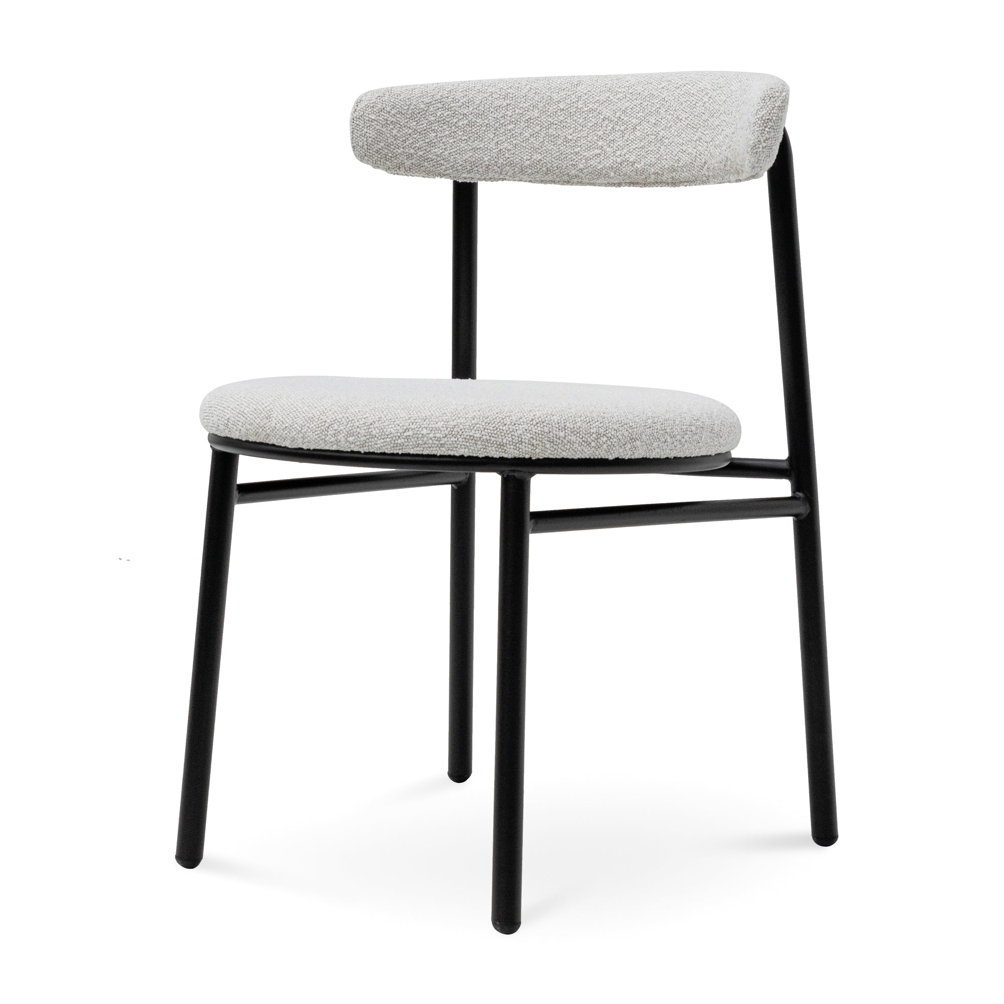 Set of 2 - Oneal Fabric Dining Chair - Moon White Boucle and Black Legs