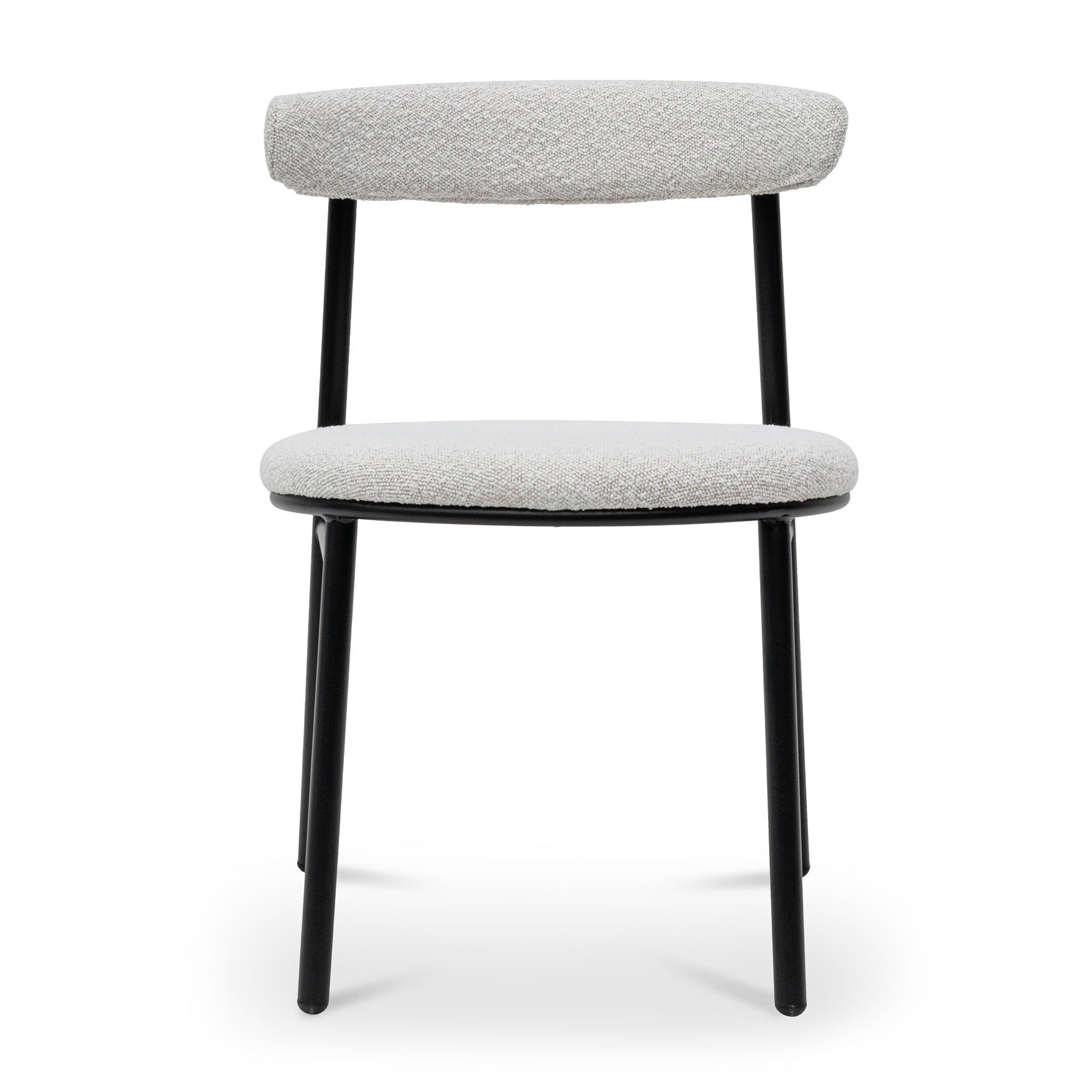 Set of 2 - Oneal Fabric Dining Chair - Moon White Boucle and Black Legs