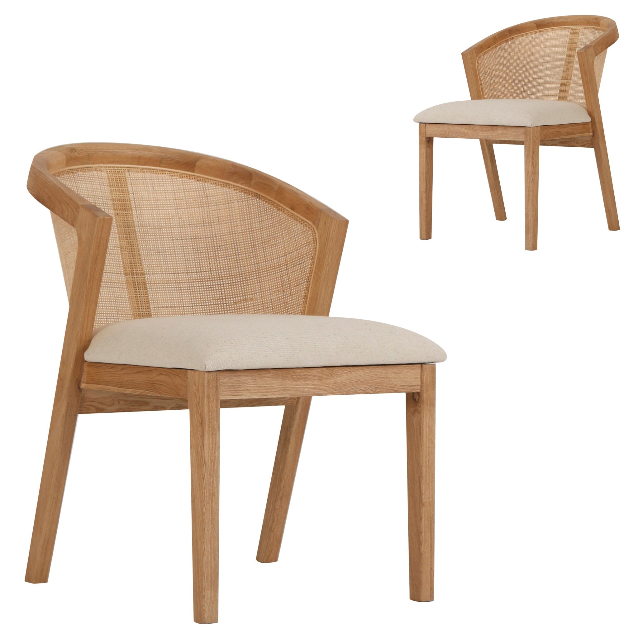 Set of 2 - Earlene Fabric Dining Chair - Light Beige