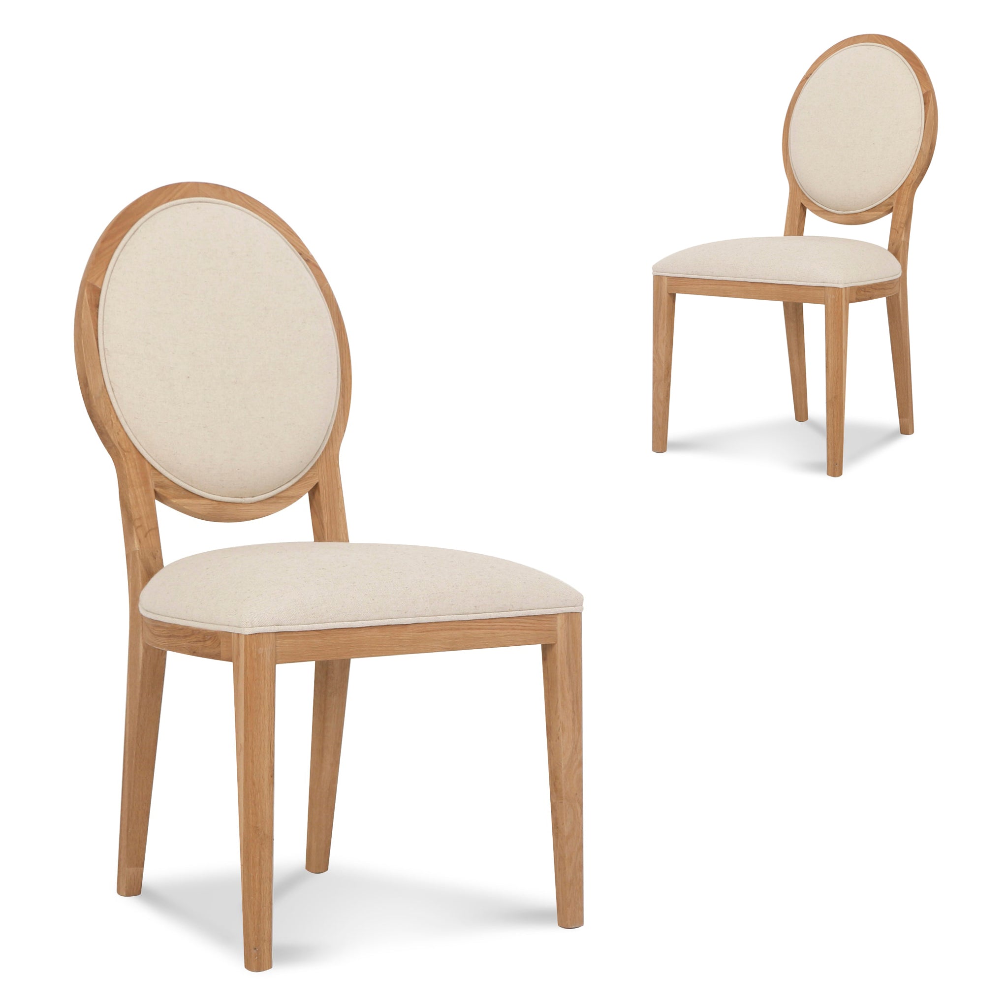 Set of 2 - Lula Light Beige Fabric Dining Chair - Natural Frame