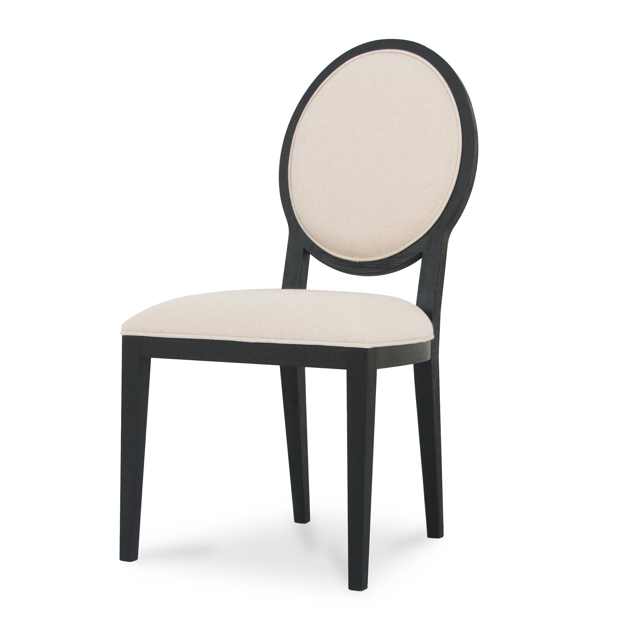 Set of 2 - Lula Light Beige Fabric Dining Chair - Black Frame