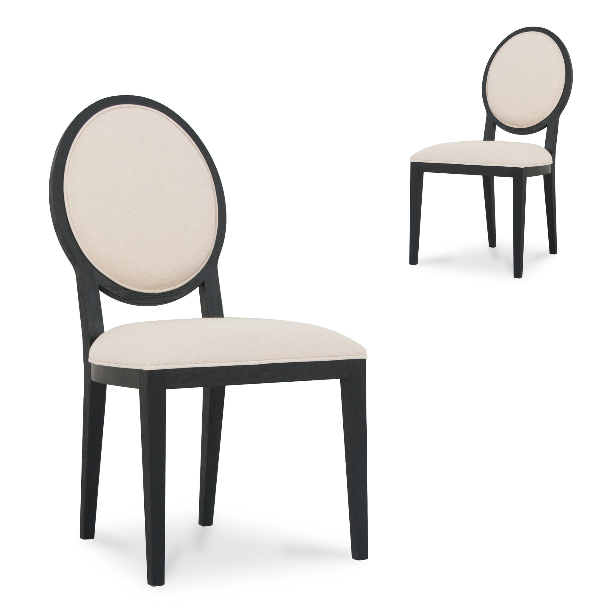 Set of 2 - Lula Light Beige Fabric Dining Chair - Black Frame