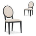 Light Beige Fabric Dining Chair - Black Frame (Set of 2)
