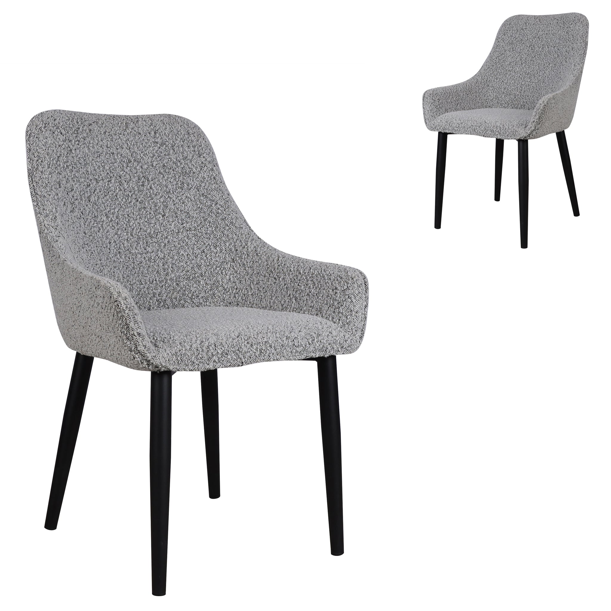 Set of 2 - Acosta Dining Chair - Pepper Boucle in Black Legs - Last Set