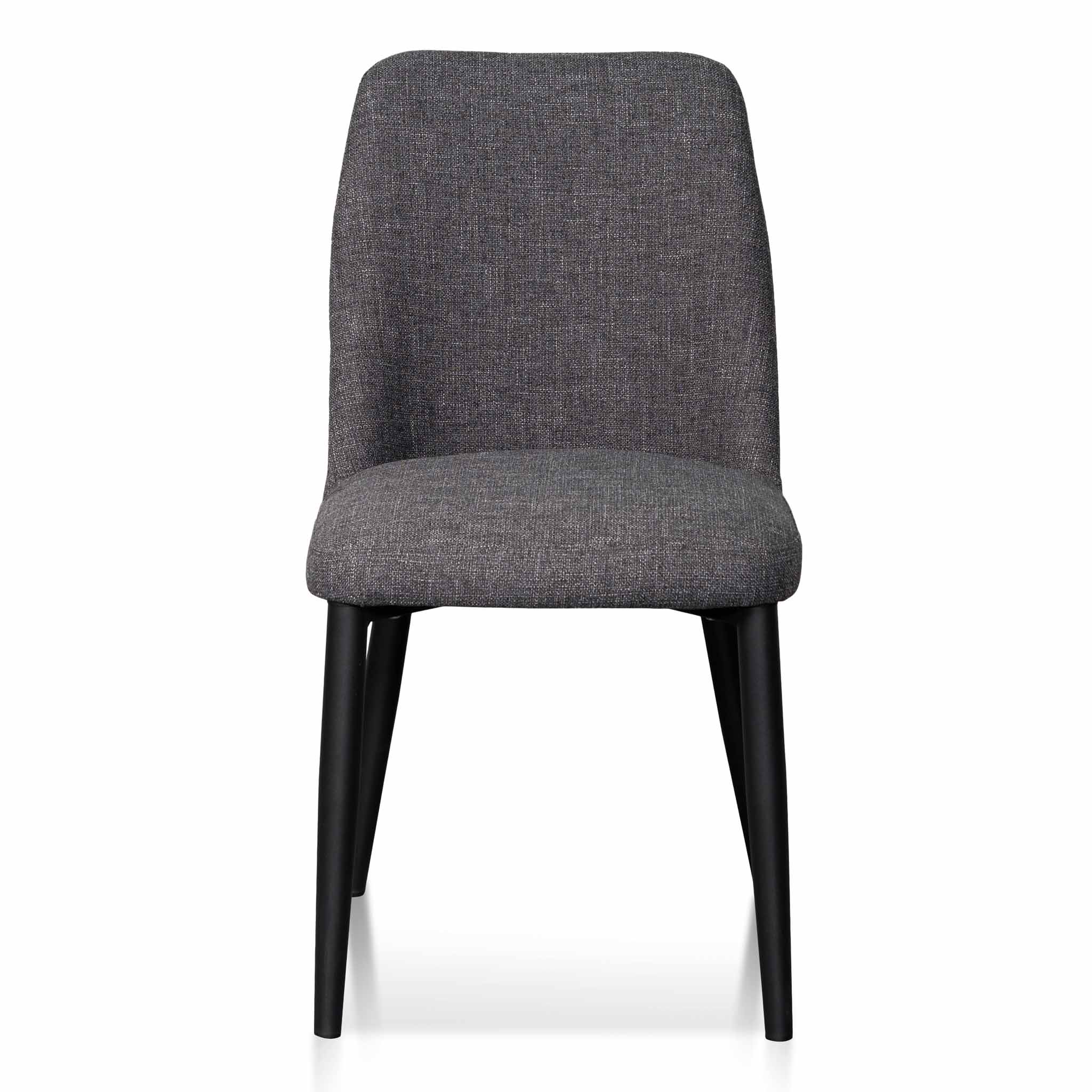 Set of 2 - Emmitt Fabric Dining Chair - Dark Grey in Black Legs