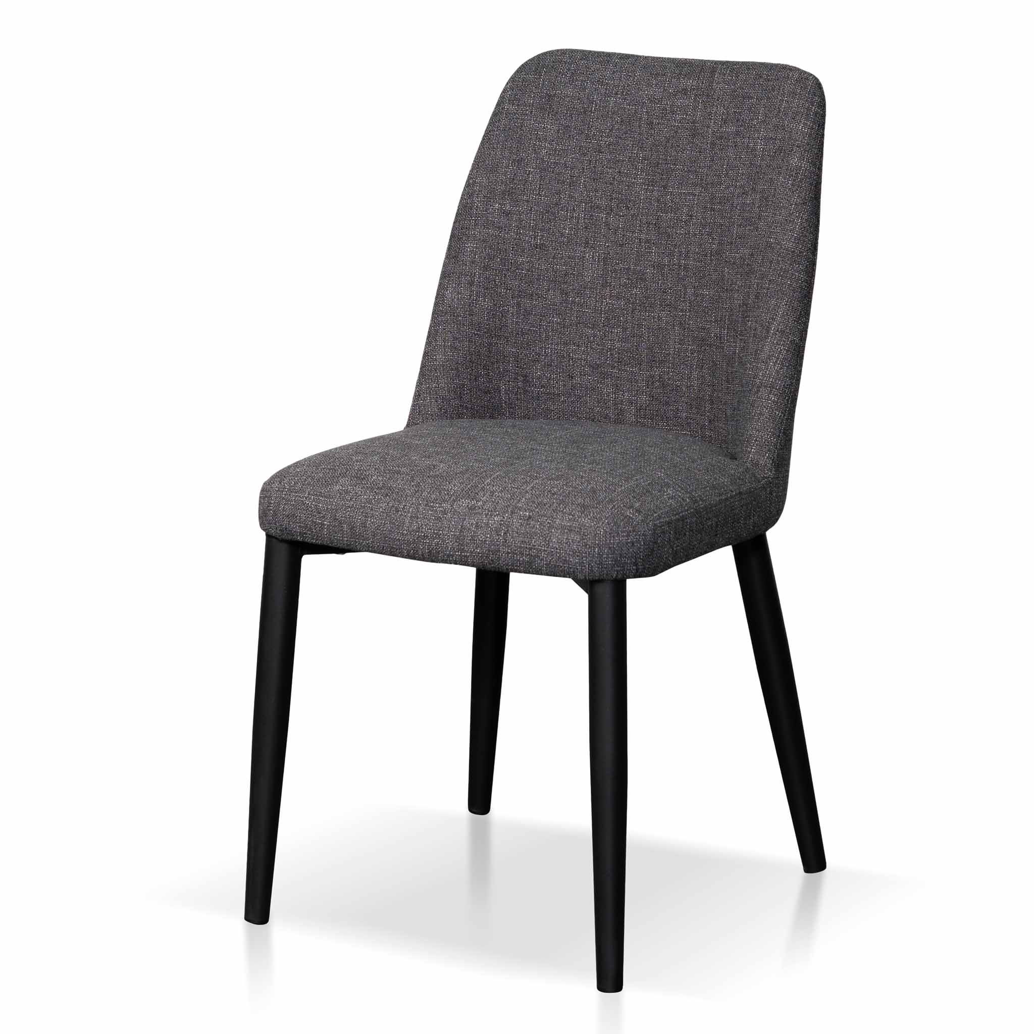 Set of 2 - Emmitt Fabric Dining Chair - Dark Grey in Black Legs