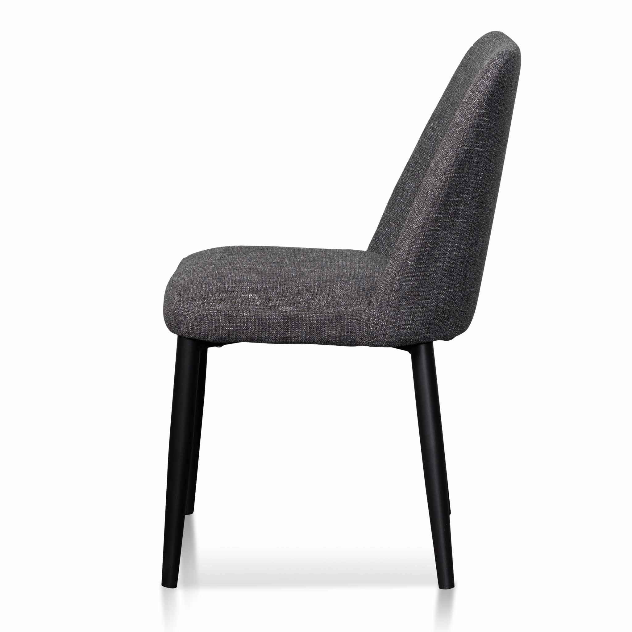 Set of 2 - Emmitt Fabric Dining Chair - Dark Grey in Black Legs