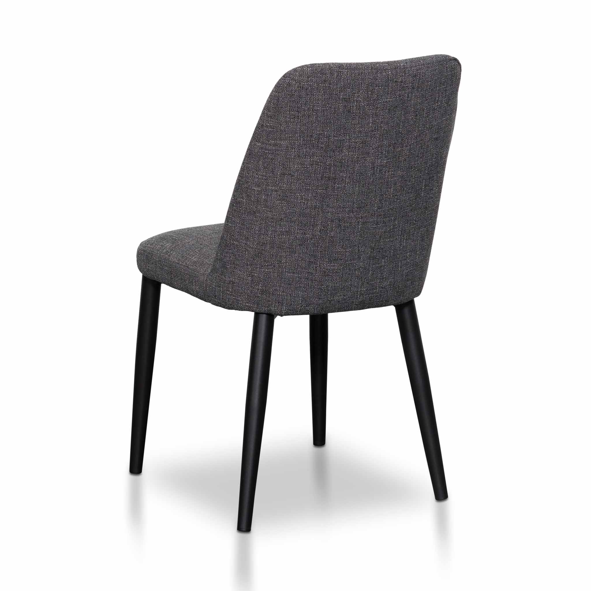 Set of 2 - Emmitt Fabric Dining Chair - Dark Grey in Black Legs