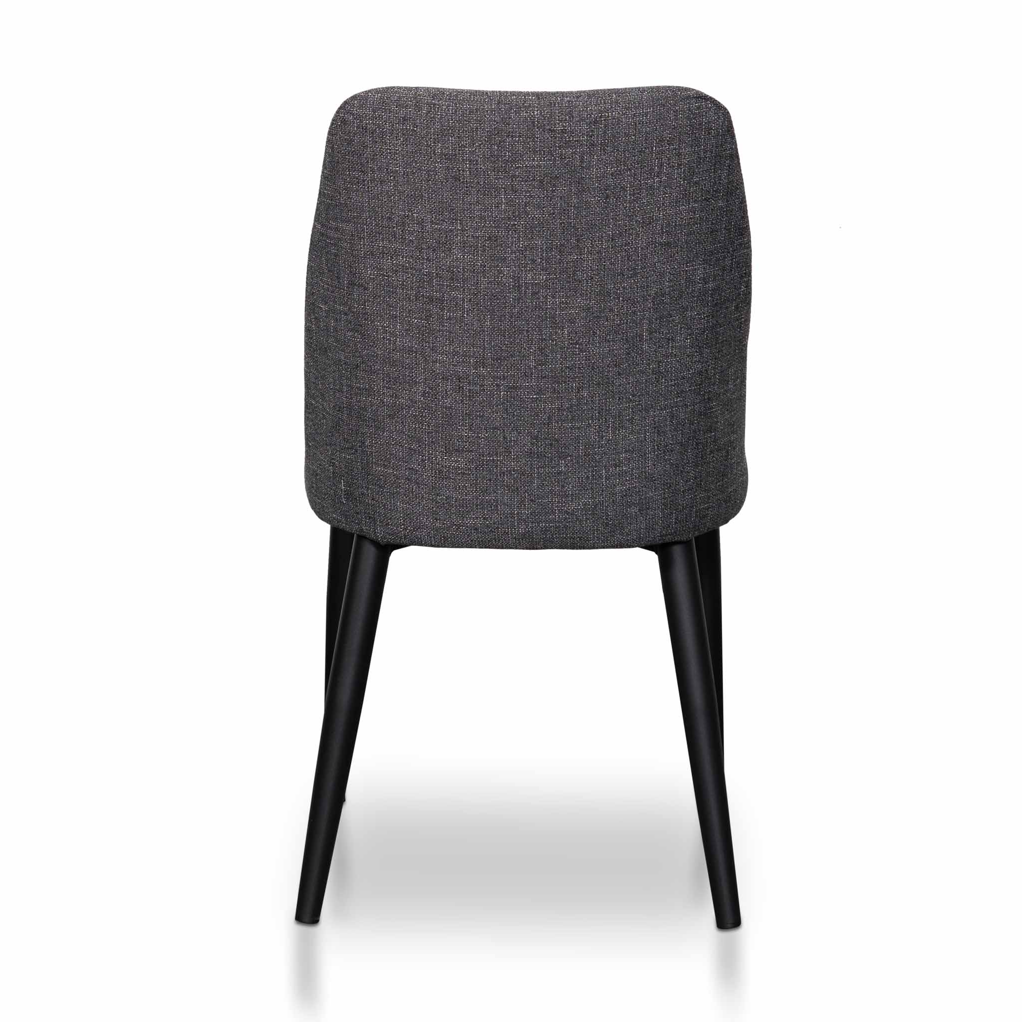 Set of 2 - Emmitt Fabric Dining Chair - Dark Grey in Black Legs