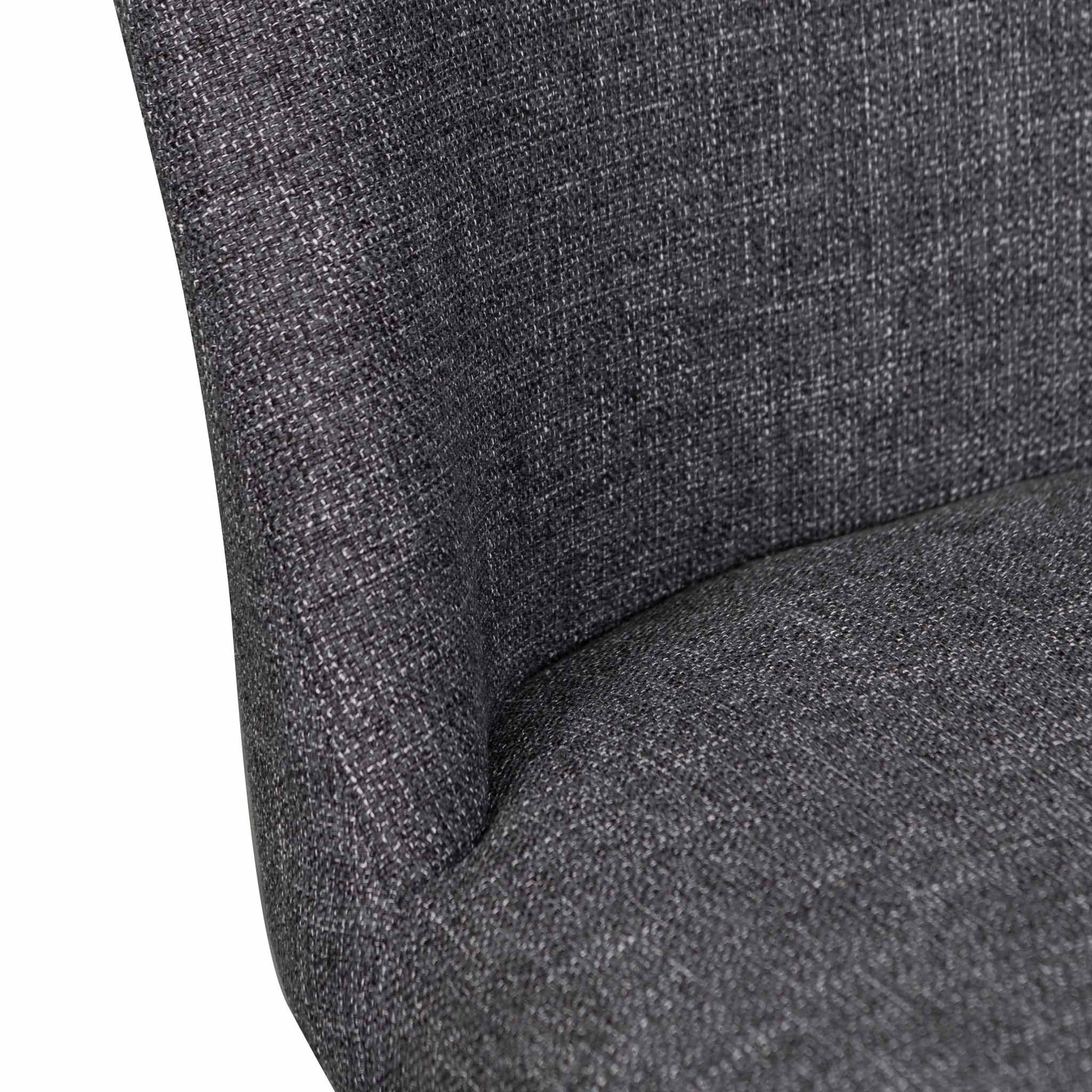 Set of 2 - Emmitt Fabric Dining Chair - Dark Grey in Black Legs