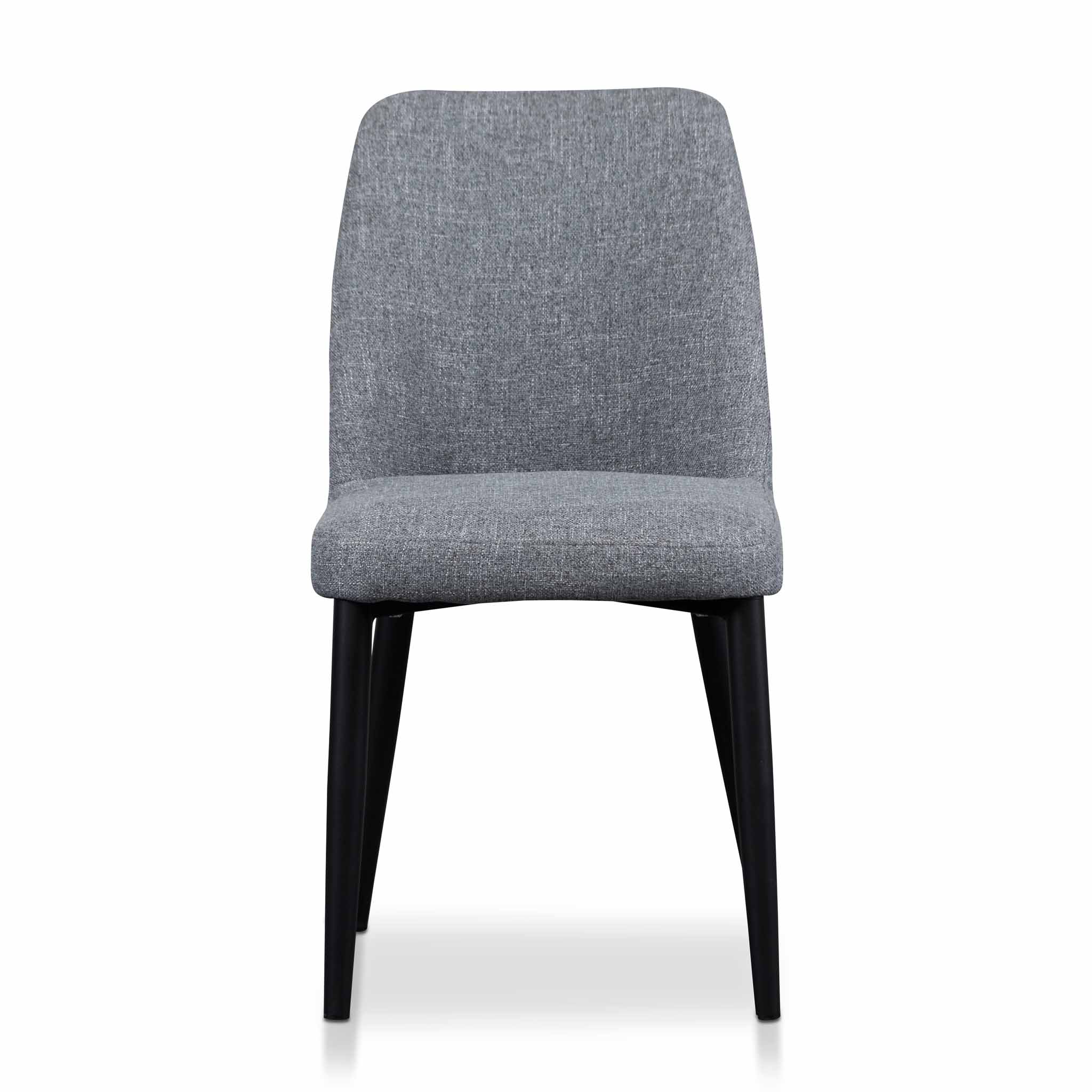 Set of 2 -  Emmitt Fabric Dining Chair - Pebble Grey in Black Legs