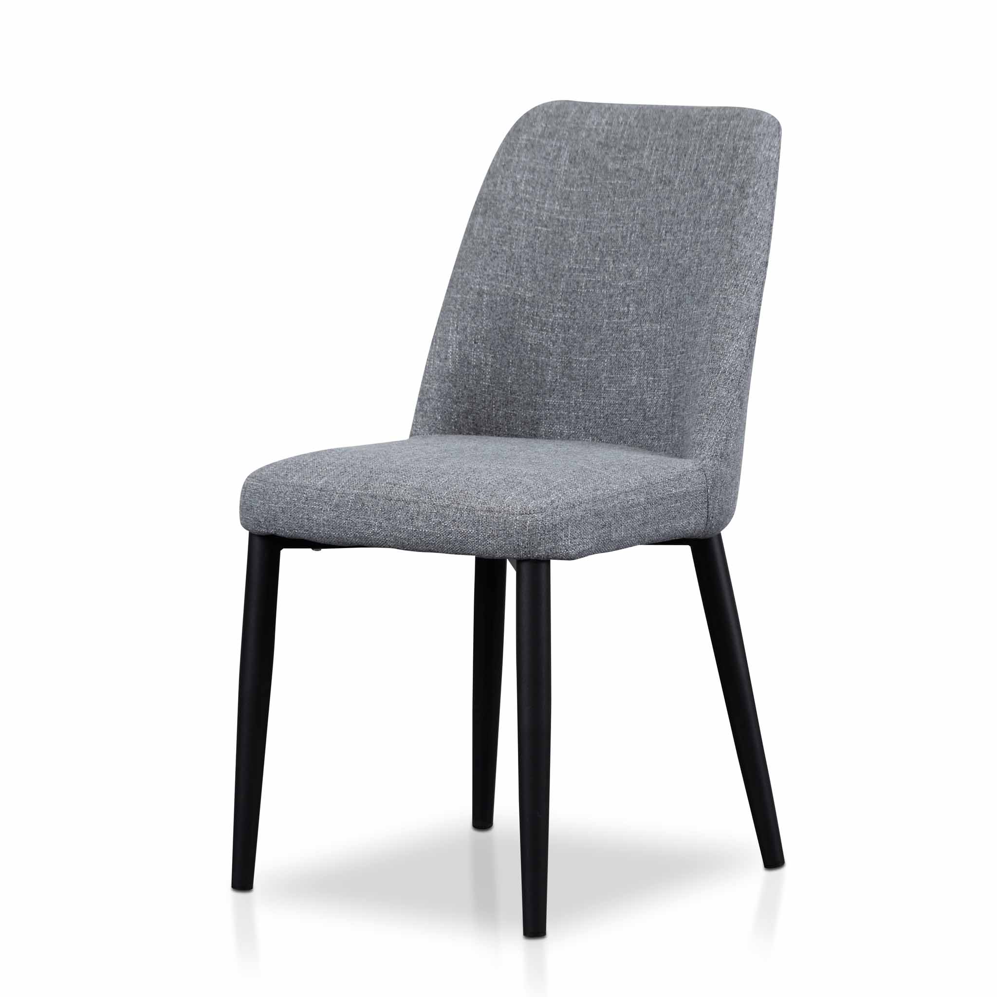 Set of 2 -  Emmitt Fabric Dining Chair - Pebble Grey in Black Legs