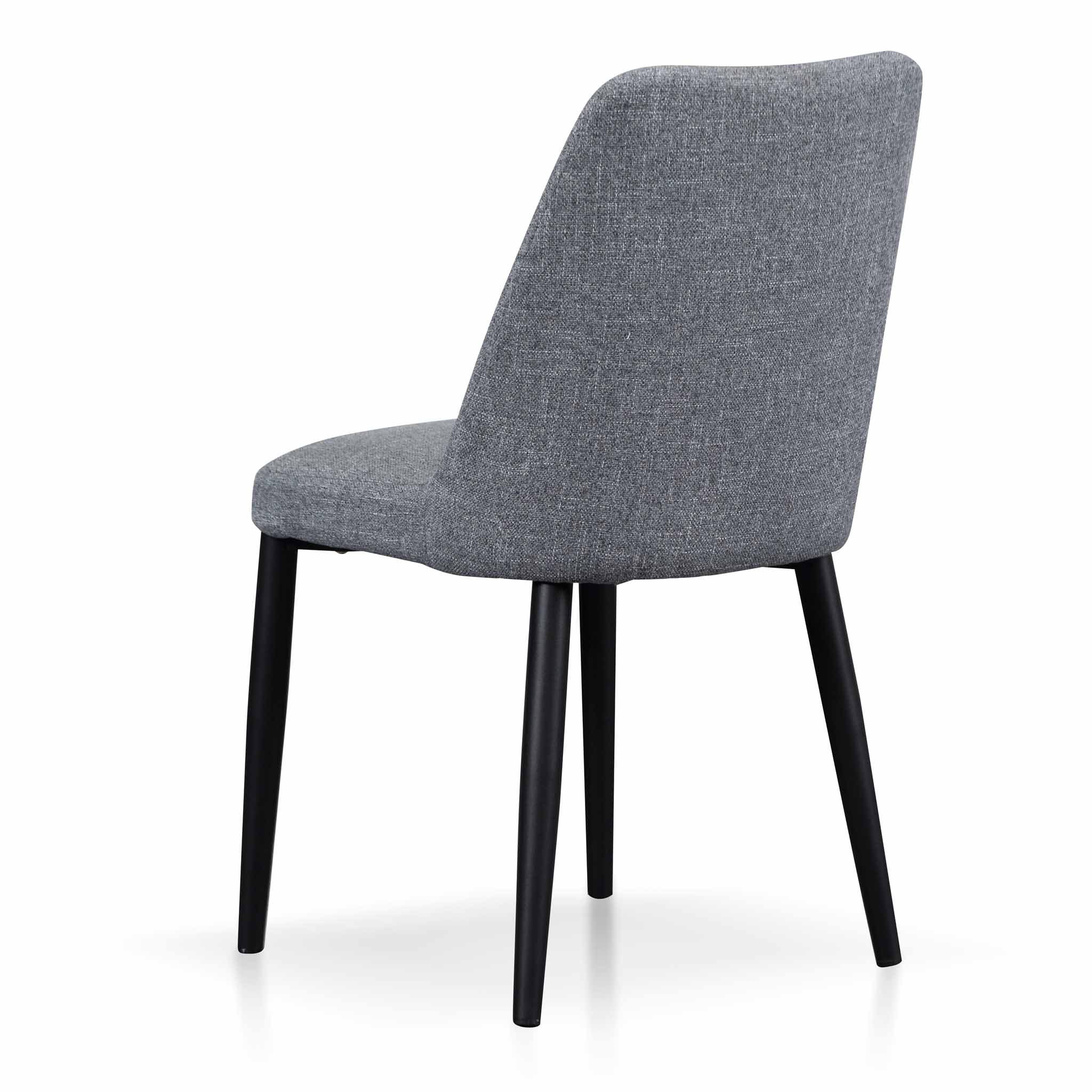 Set of 2 -  Emmitt Fabric Dining Chair - Pebble Grey in Black Legs