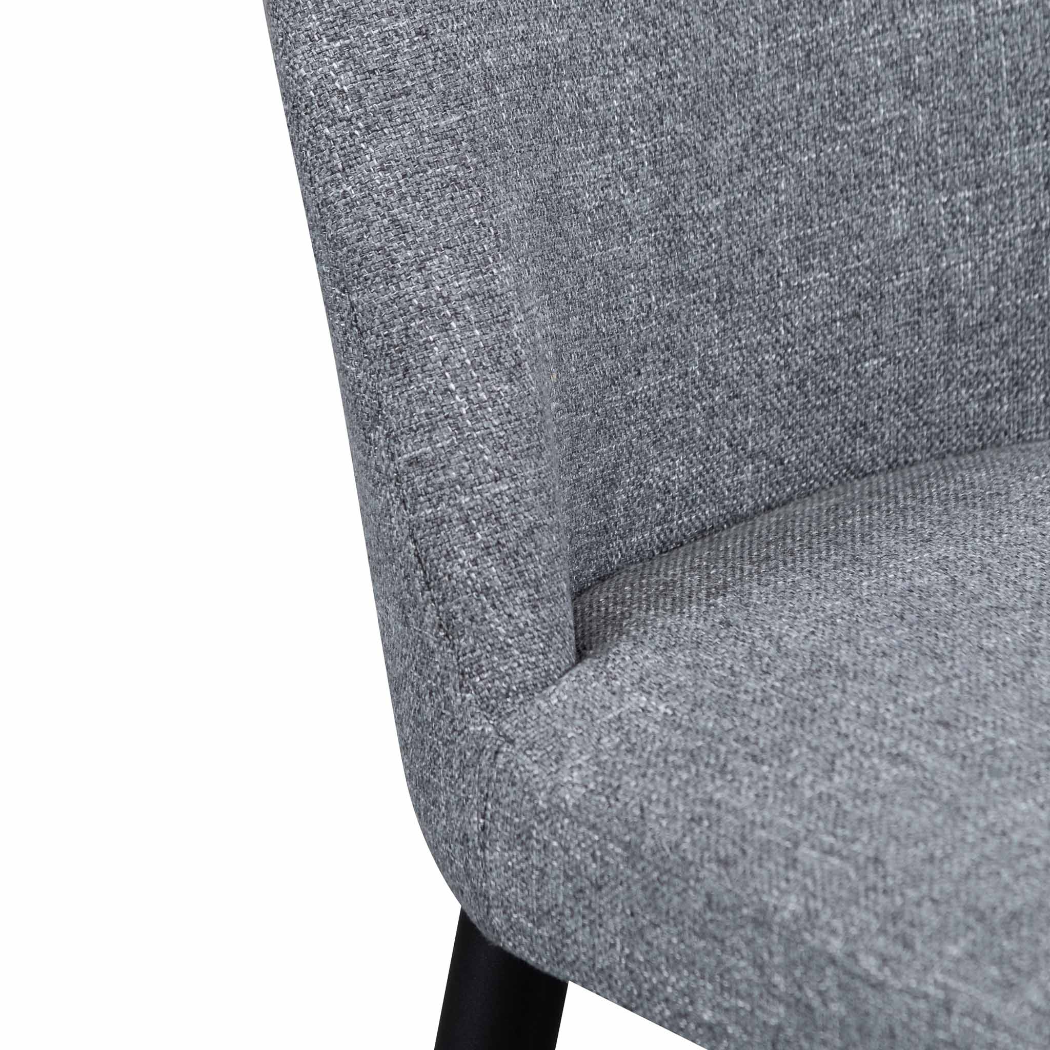 Set of 2 -  Emmitt Fabric Dining Chair - Pebble Grey in Black Legs