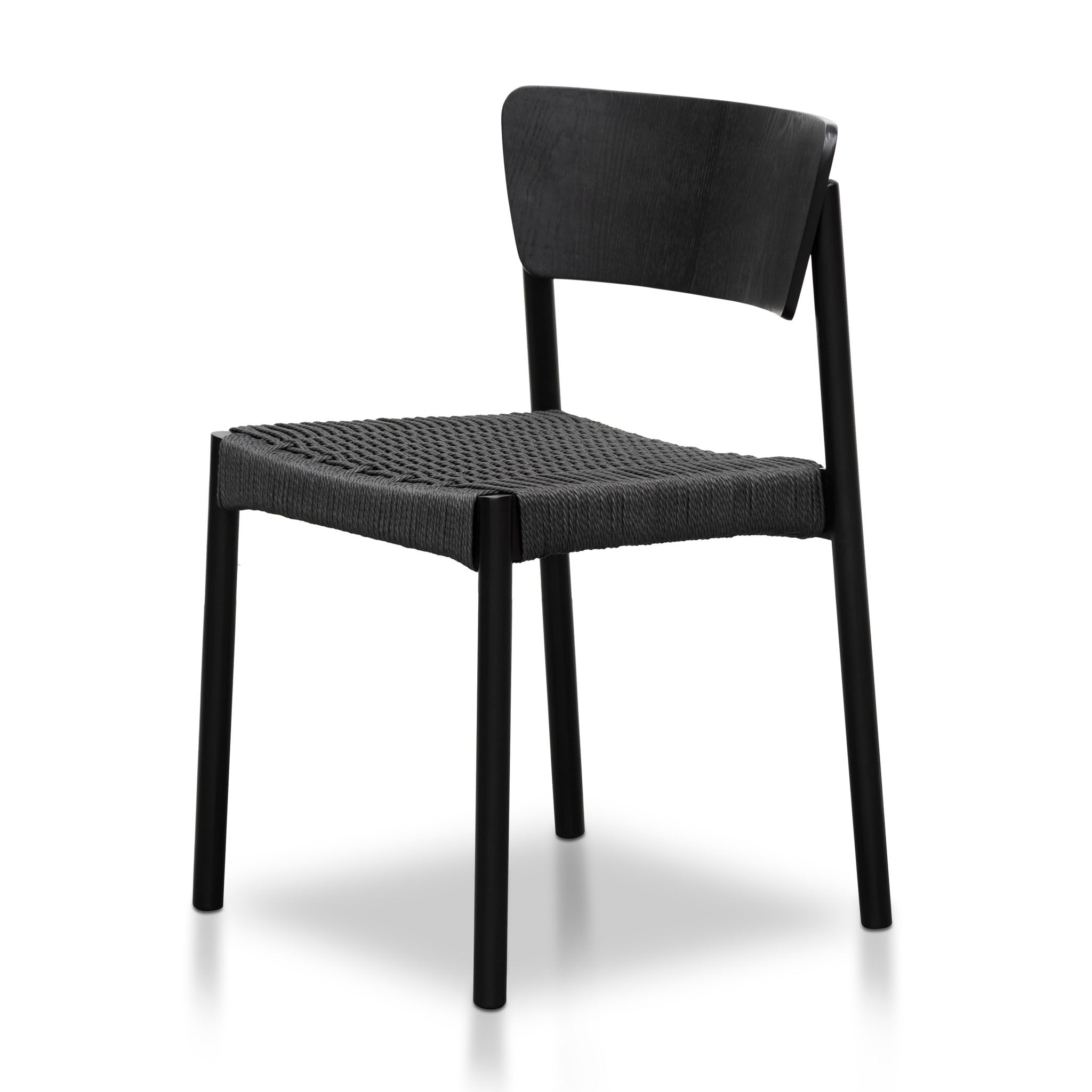 Set of 2 - Filiberto Rope Seat Dining Chair - Black