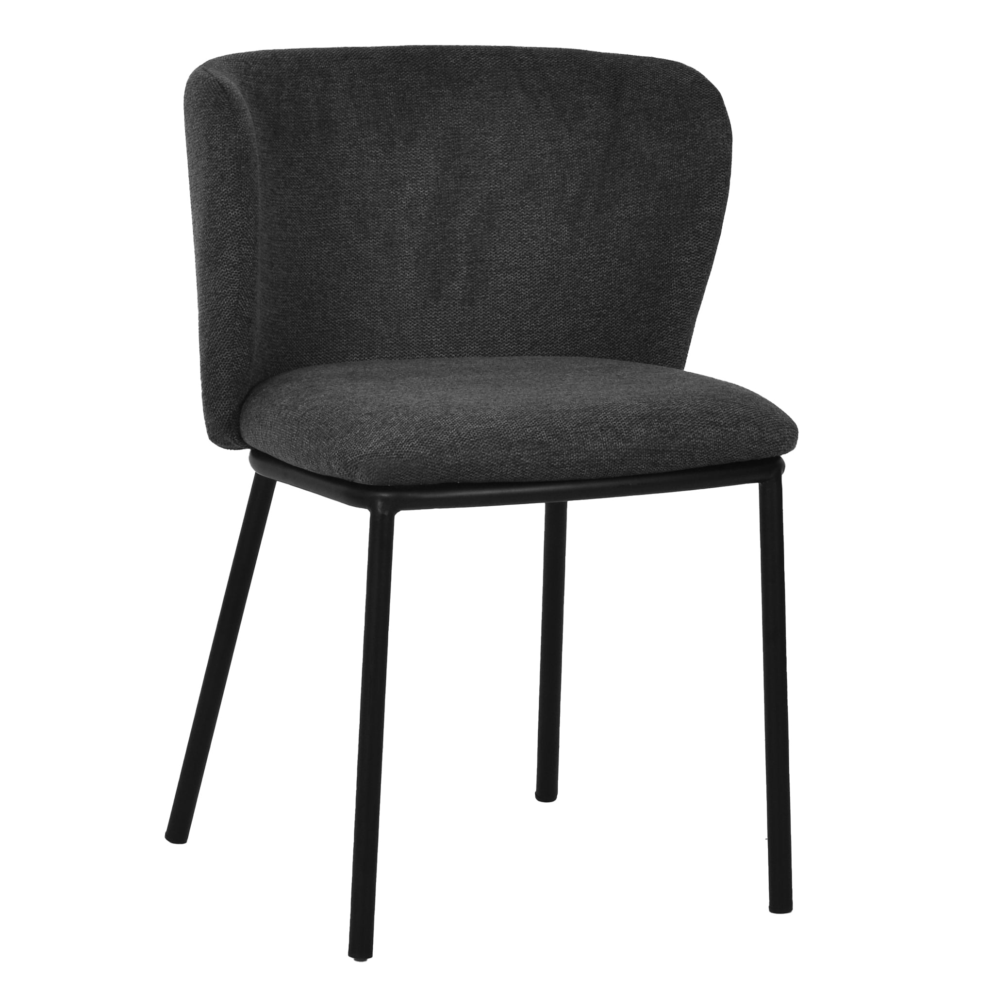 Set of 2 - Flossie Fabric Dining Chair - Charcoal Grey