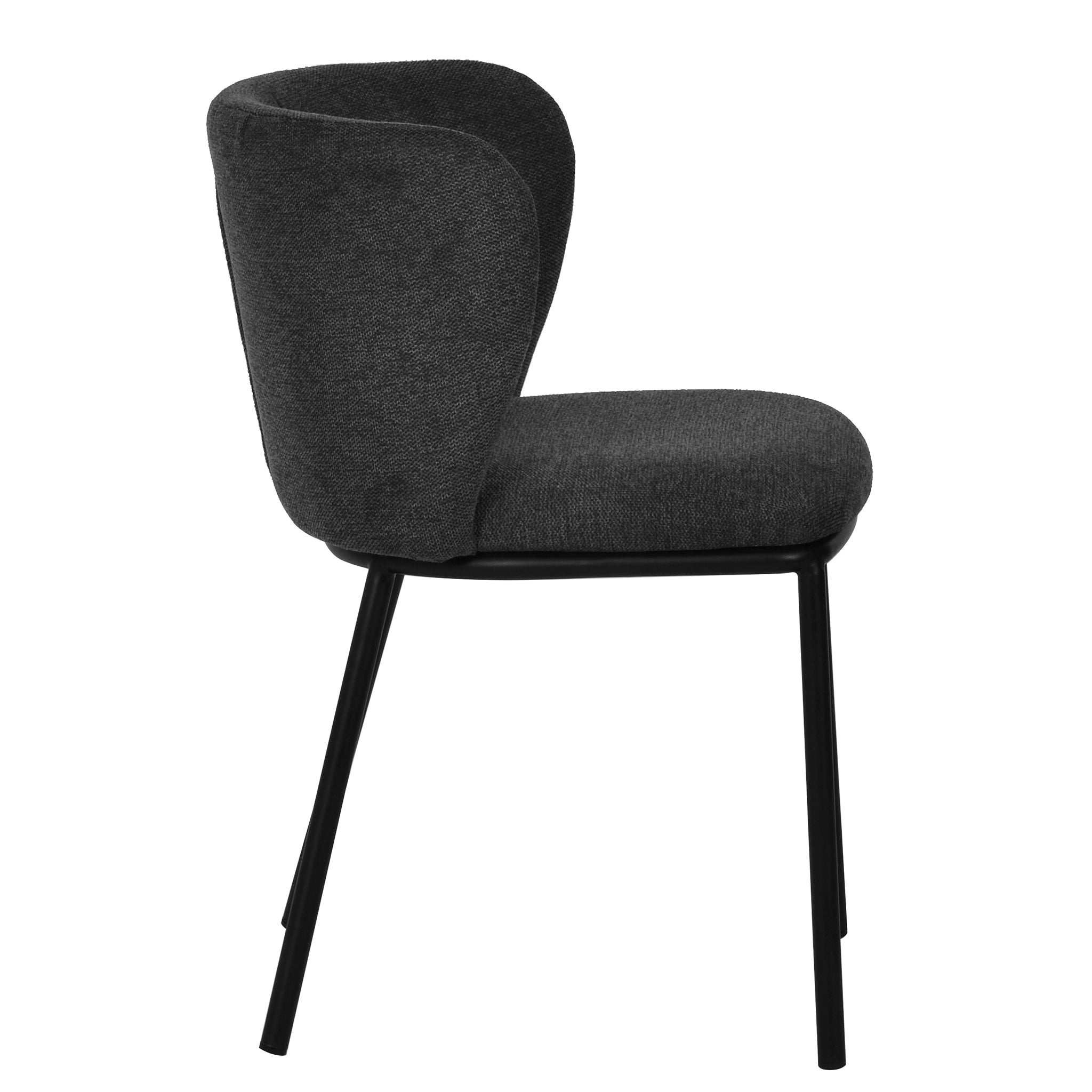 Set of 2 - Flossie Fabric Dining Chair - Charcoal Grey