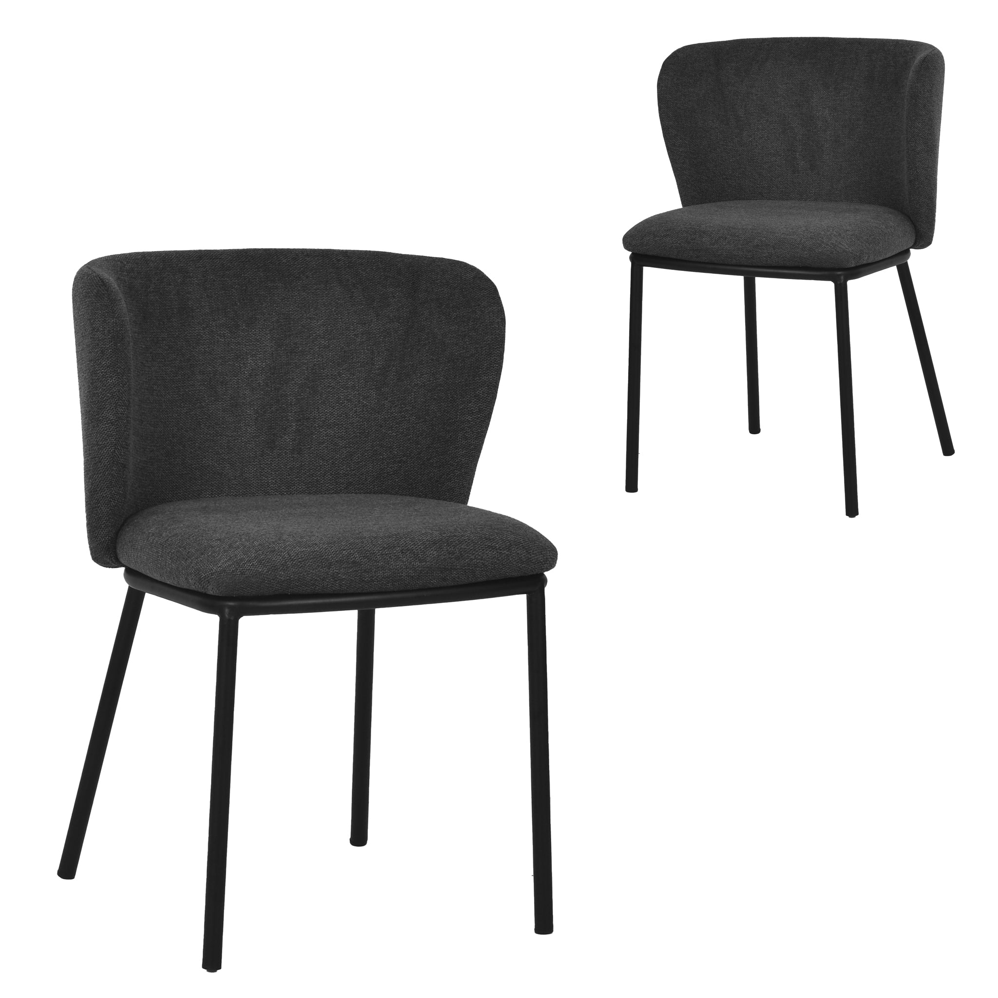 Set of 2 - Flossie Fabric Dining Chair - Charcoal Grey