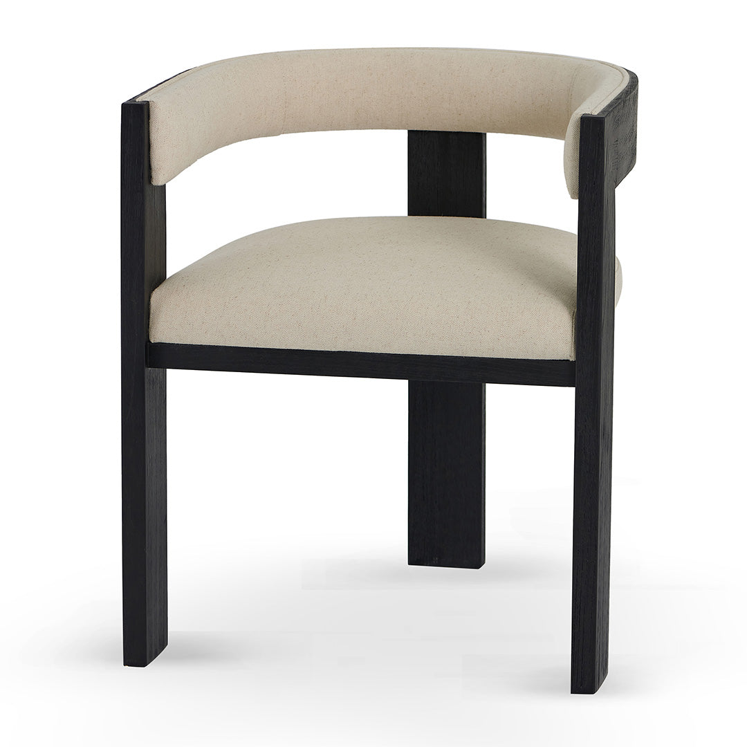 Set of 2 - Miles Black ELM Dining Chair - Light Beige