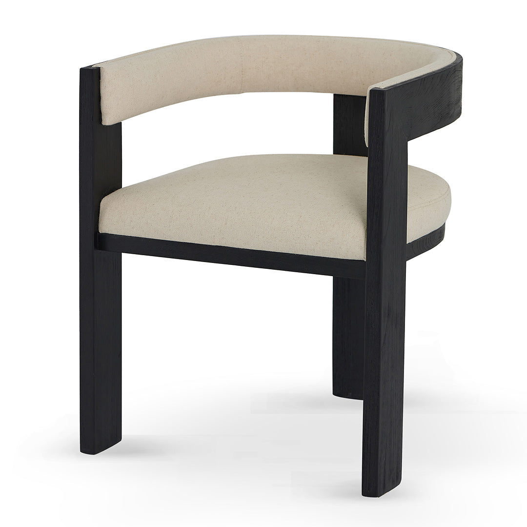 Set of 2 - Miles Black ELM Dining Chair - Light Beige